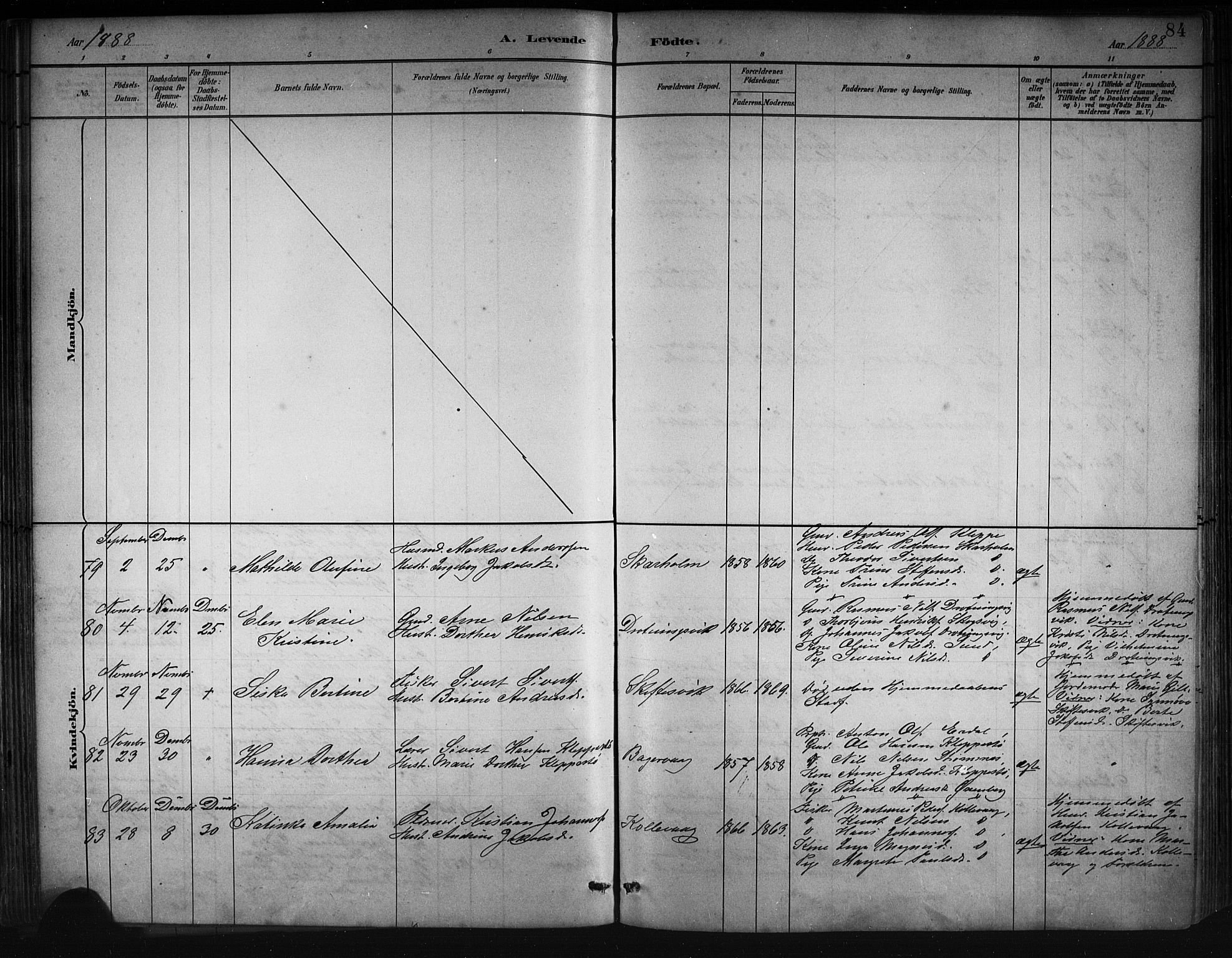 Askøy Sokneprestembete, AV/SAB-A-74101/H/Ha/Hab/Haba/L0008: Klokkerbok nr. A 8, 1882-1893, s. 84