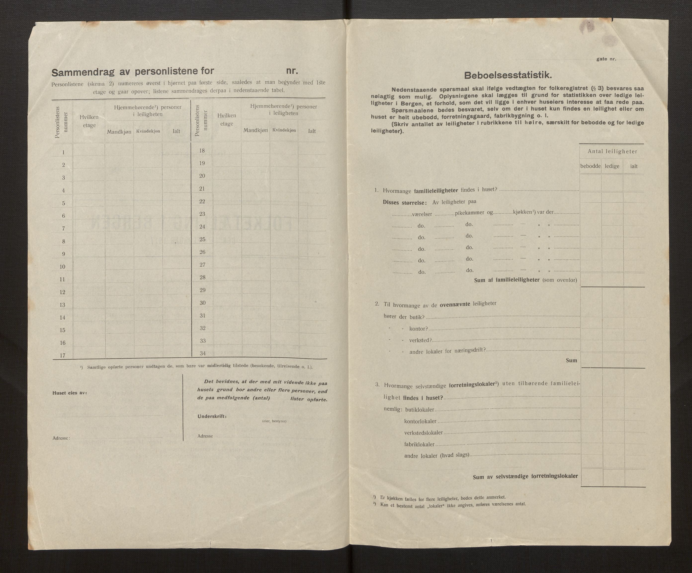 SAB, Kommunal folketelling 1917 for Bergen kjøpstad, 1917, s. 5436