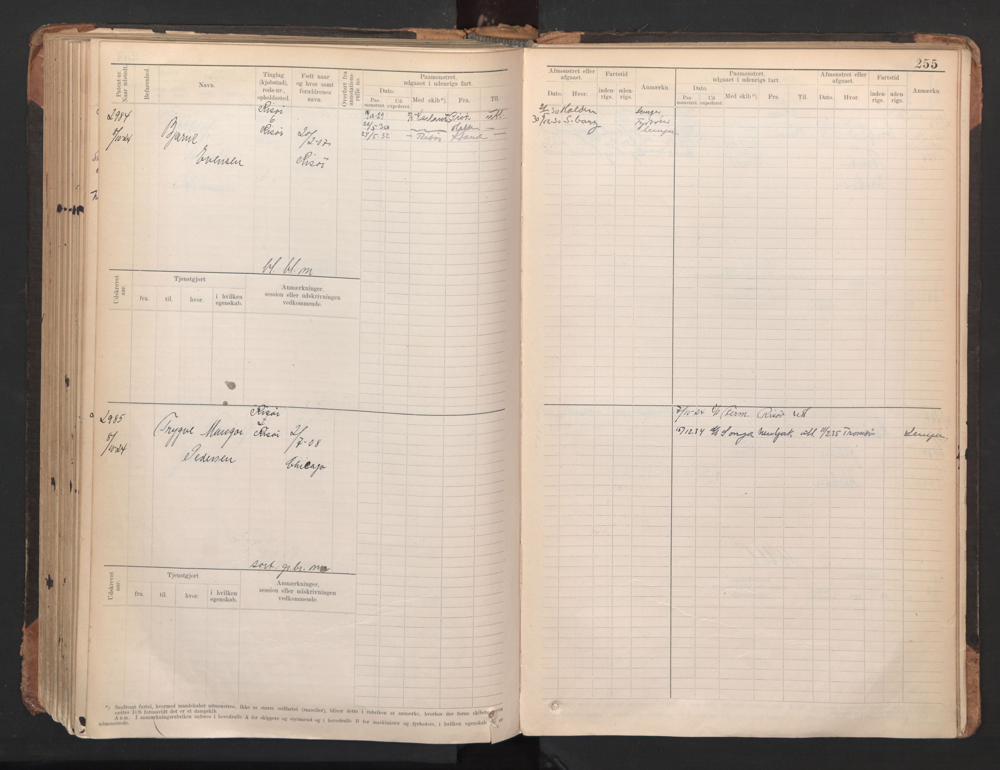 Risør mønstringskrets, AV/SAK-2031-0010/F/Fb/L0005: Hovedrulle A nr 2485-3065, Q-5, 1904-1948, s. 265