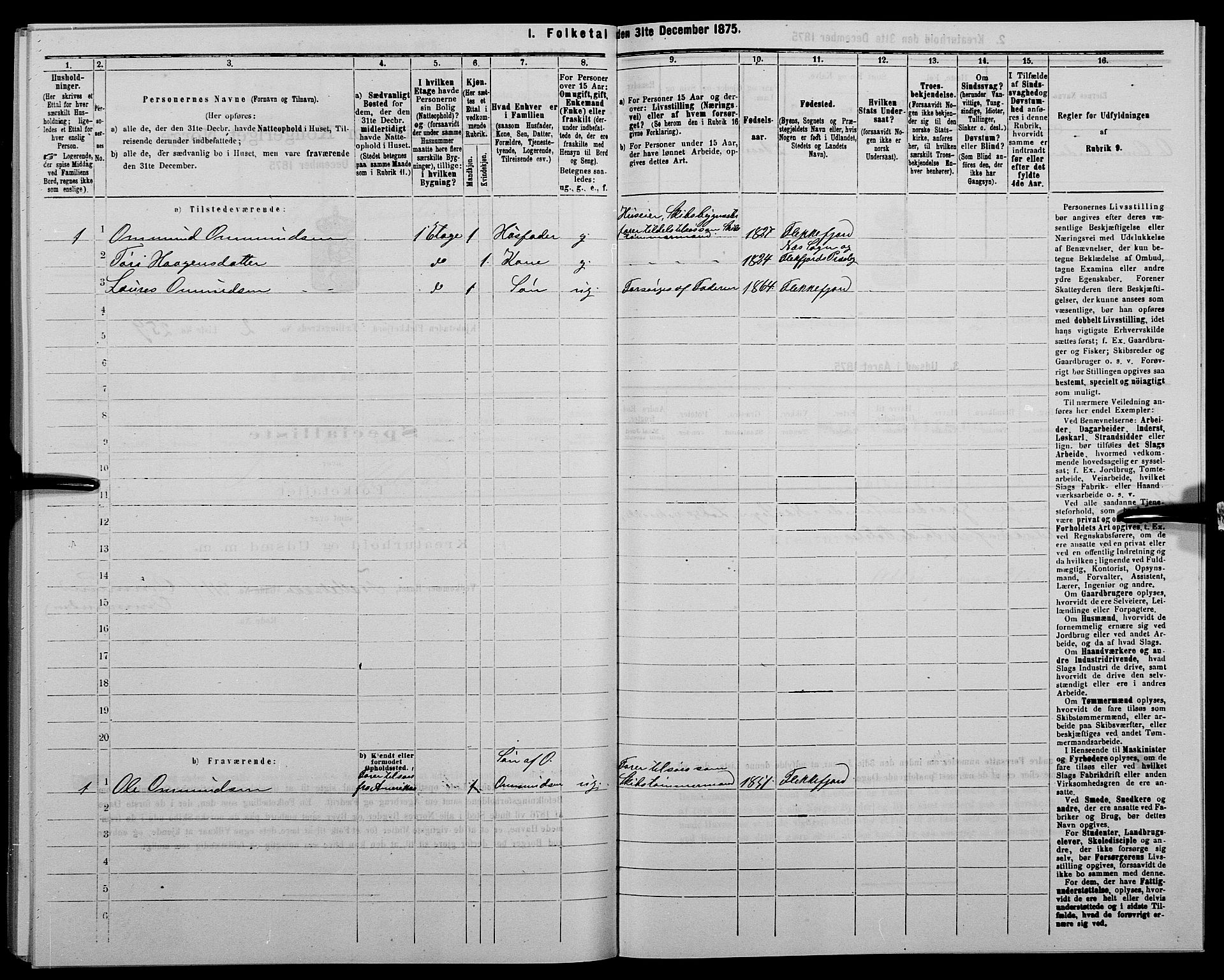 SAK, Folketelling 1875 for 1004B Flekkefjord prestegjeld, Flekkefjord kjøpstad, 1875, s. 385