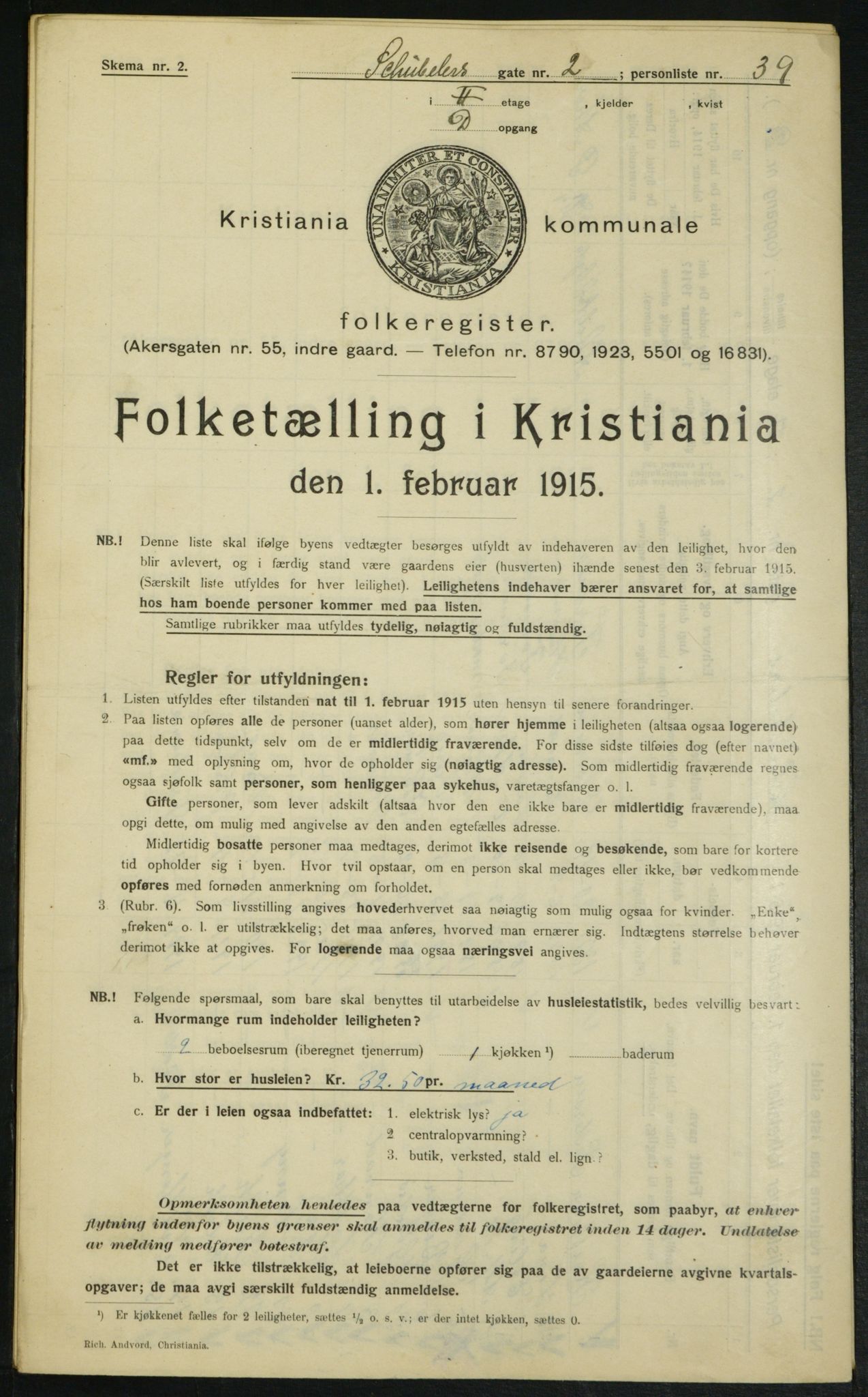 OBA, Kommunal folketelling 1.2.1915 for Kristiania, 1915, s. 92576