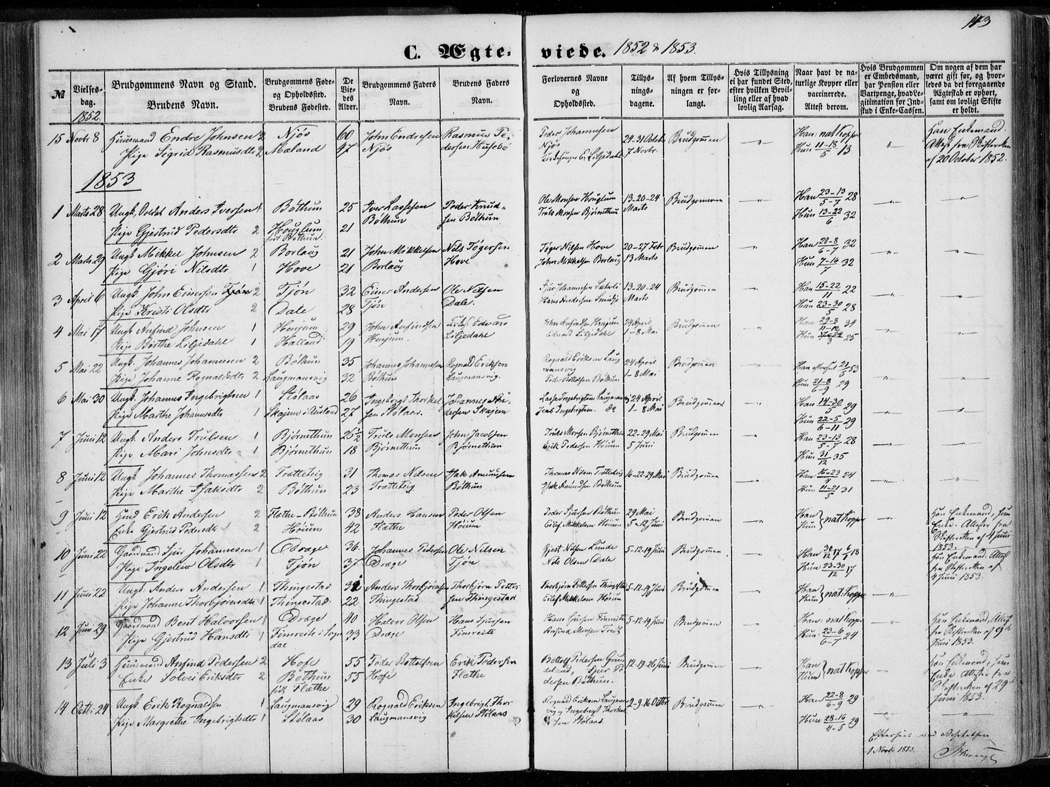 Leikanger sokneprestembete, AV/SAB-A-81001/H/Haa/Haaa/L0008: Ministerialbok nr. A 8, 1852-1868, s. 143
