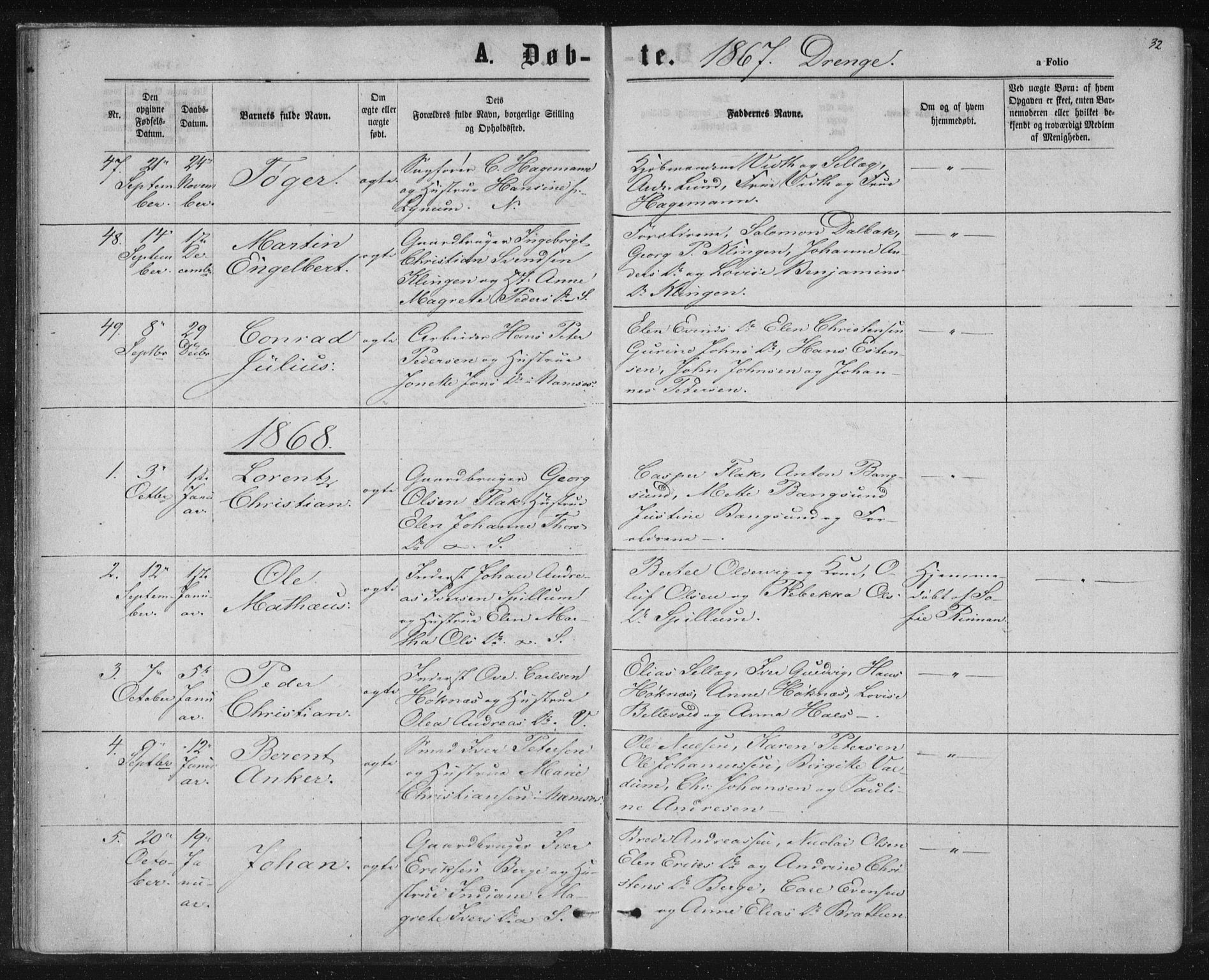 Ministerialprotokoller, klokkerbøker og fødselsregistre - Nord-Trøndelag, SAT/A-1458/768/L0570: Ministerialbok nr. 768A05, 1865-1874, s. 32