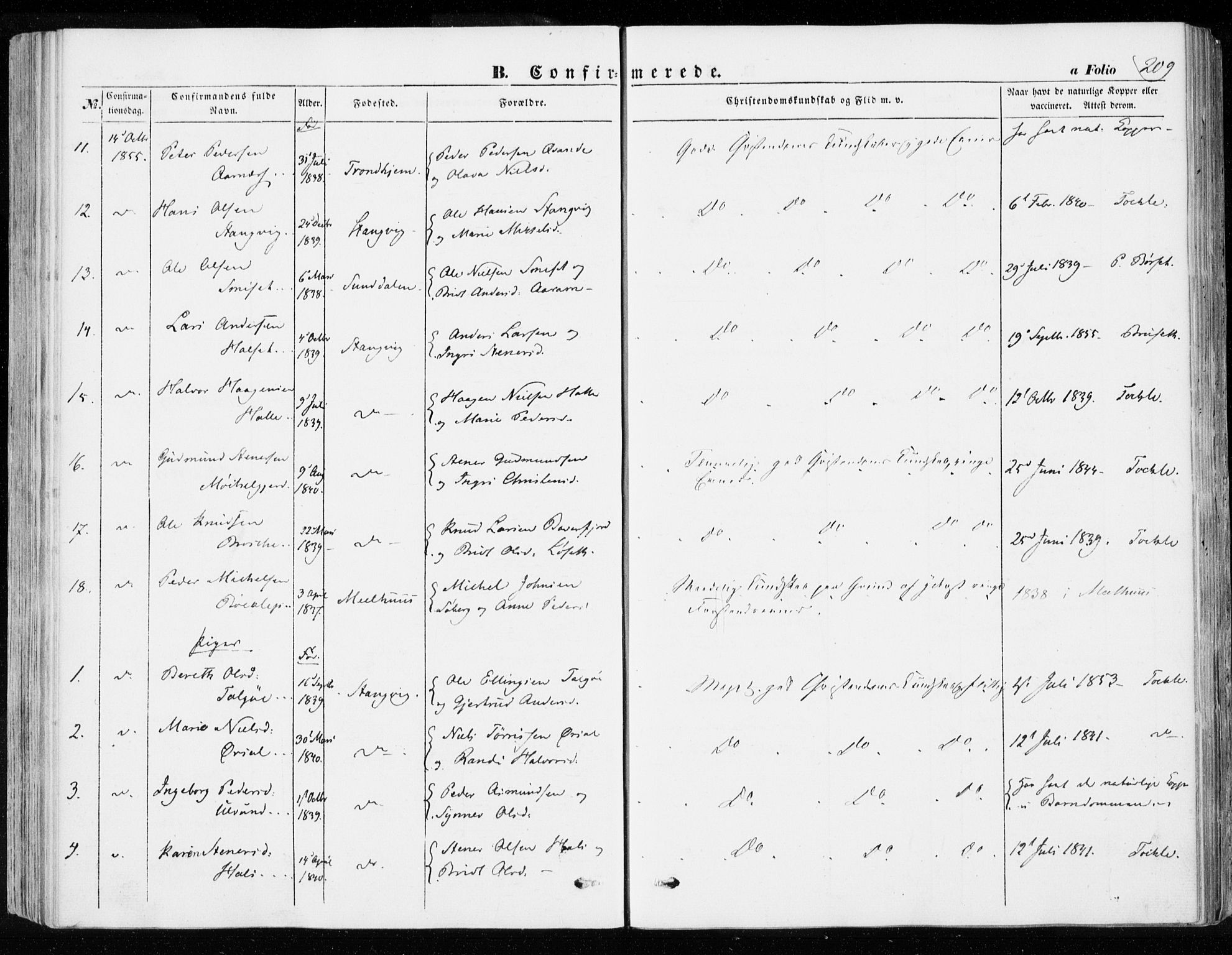 Ministerialprotokoller, klokkerbøker og fødselsregistre - Møre og Romsdal, AV/SAT-A-1454/592/L1026: Ministerialbok nr. 592A04, 1849-1867, s. 209