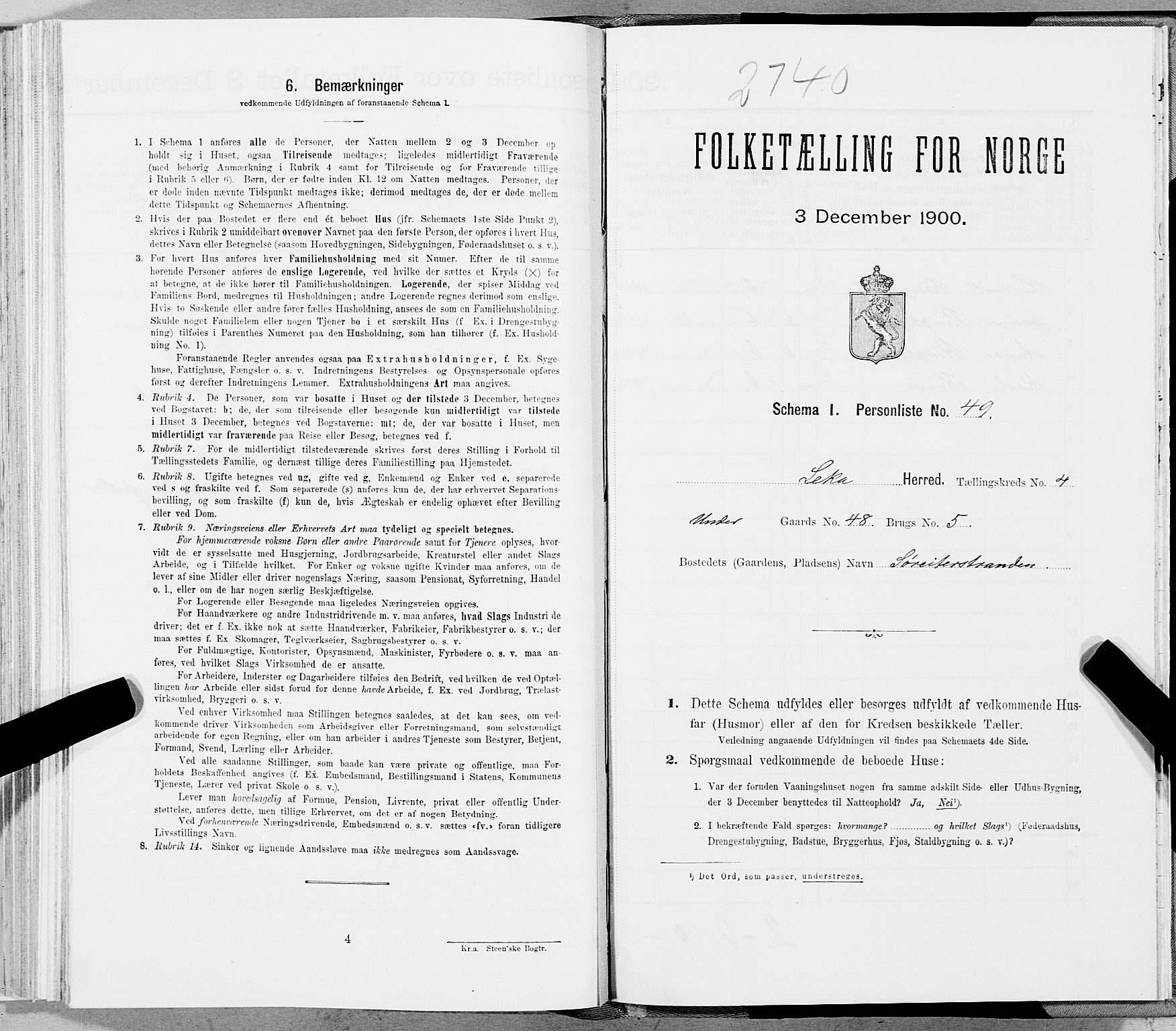 SAT, Folketelling 1900 for 1755 Leka herred, 1900, s. 868