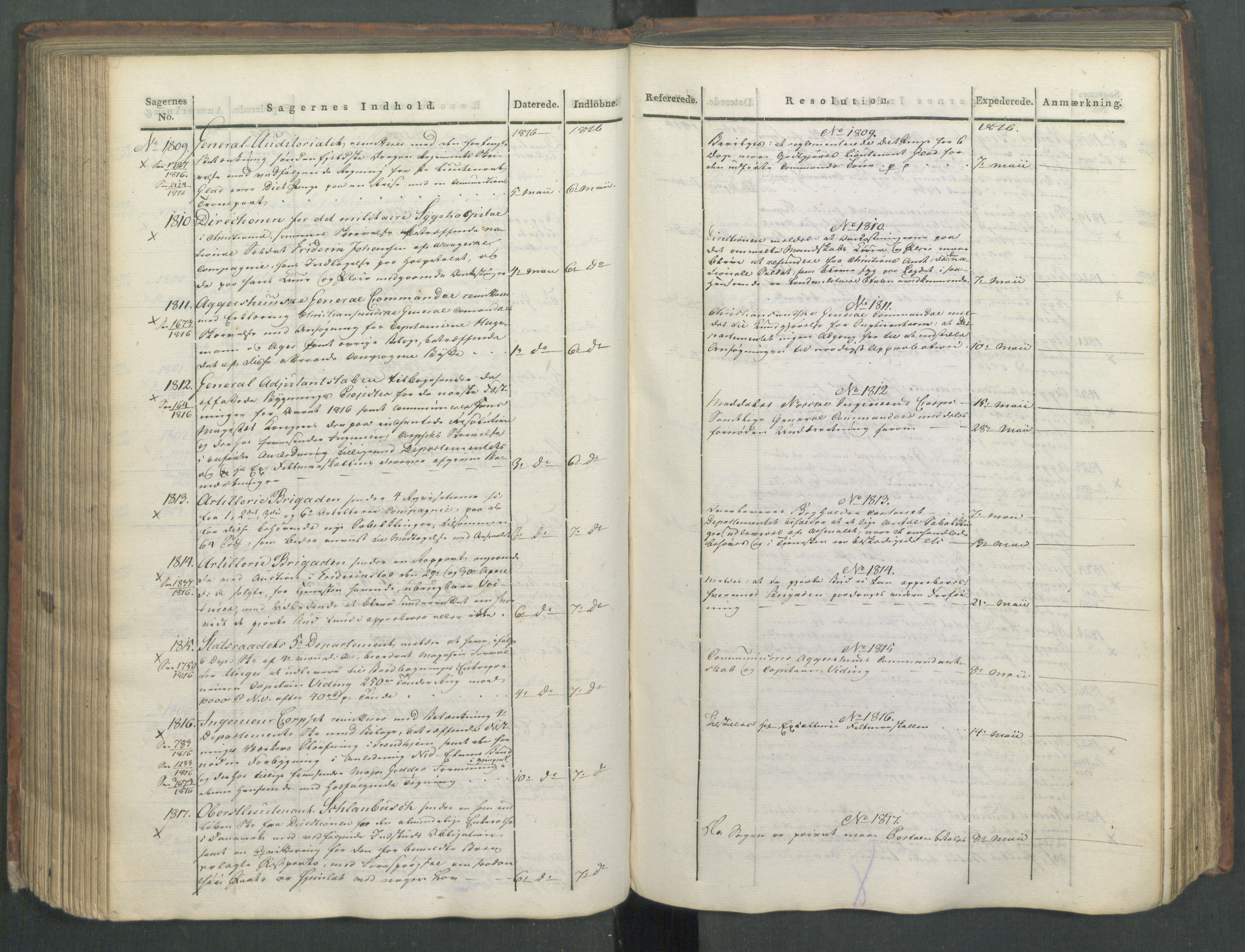 Armédepartementet, AV/RA-RAFA-3493/C/Ca/L0008: 6. Departements Journal, 1816