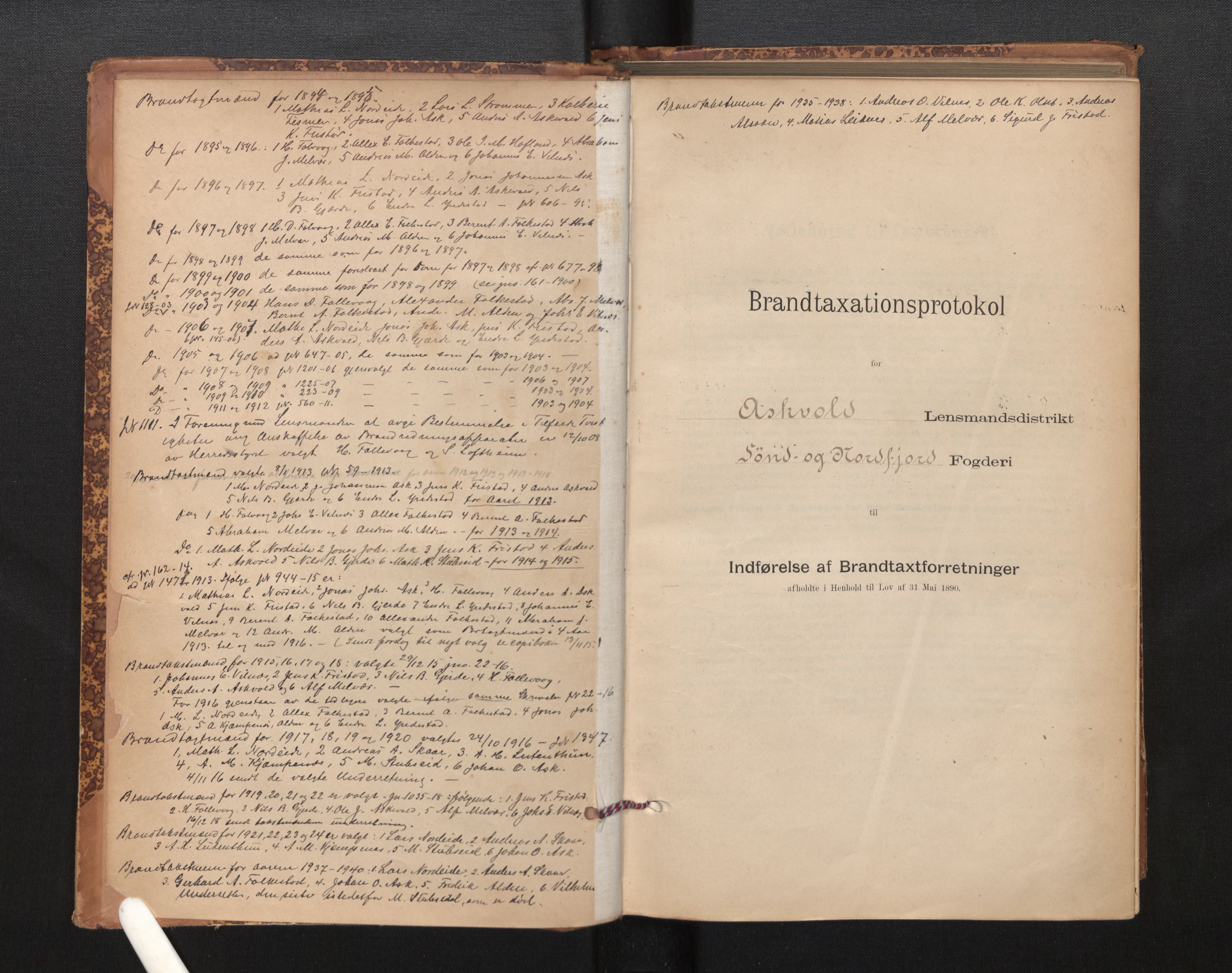 Lensmannen i Askvoll, SAB/A-26301/0012/L0004: Branntakstprotokoll, skjematakst og liste over branntakstmenn, 1895-1932