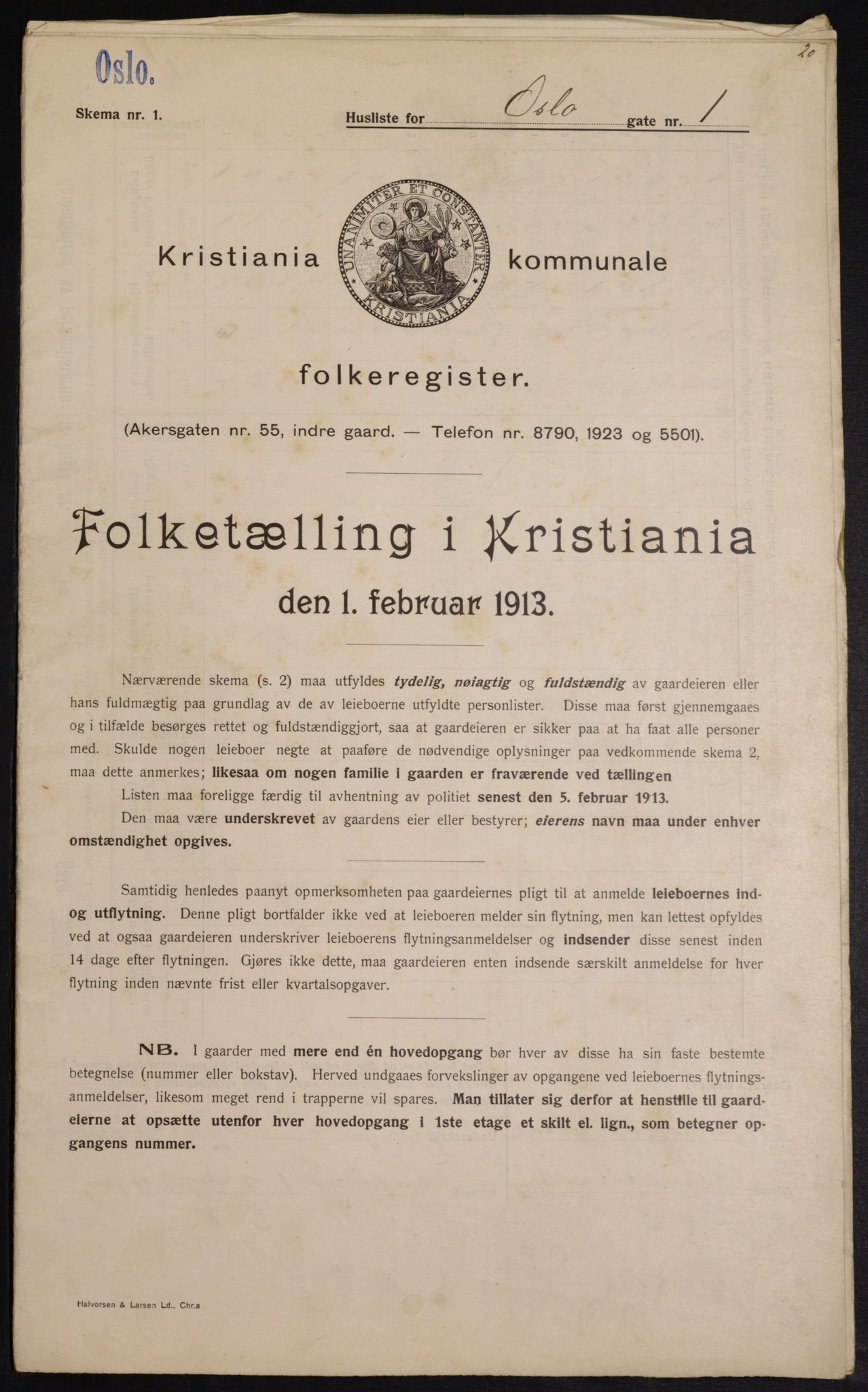OBA, Kommunal folketelling 1.2.1913 for Kristiania, 1913, s. 77092