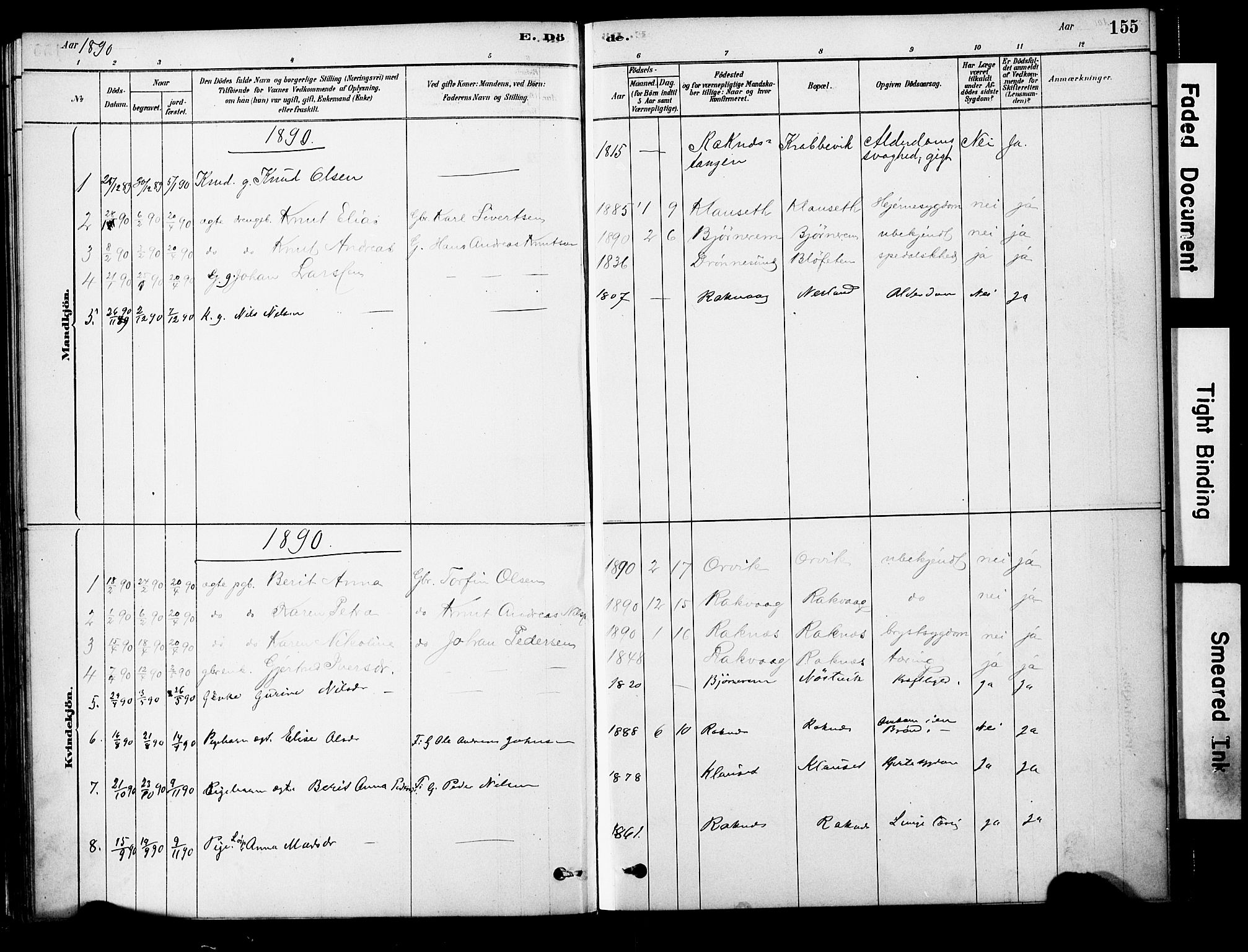 Ministerialprotokoller, klokkerbøker og fødselsregistre - Møre og Romsdal, AV/SAT-A-1454/563/L0736: Ministerialbok nr. 563A01, 1878-1903, s. 155