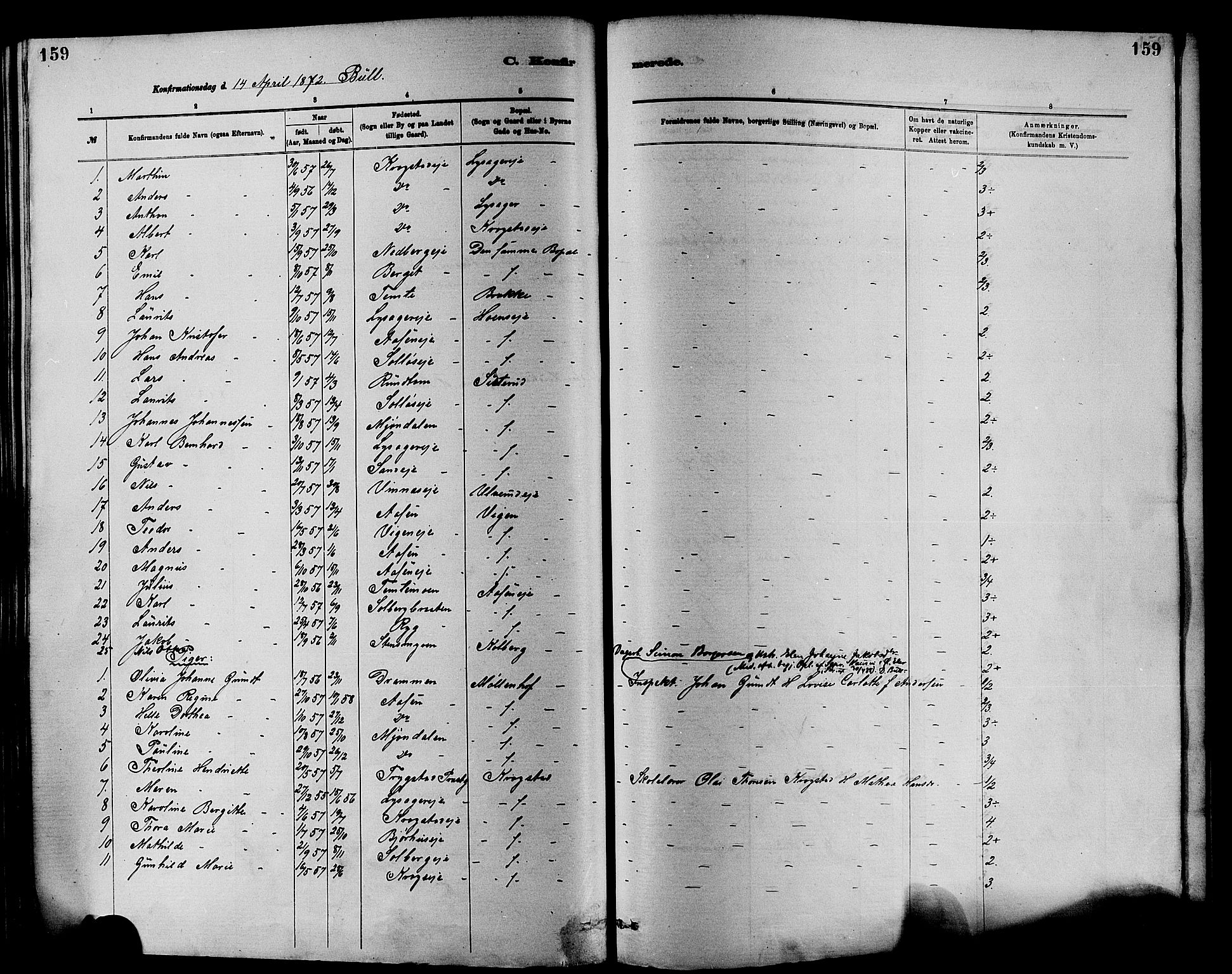 Nedre Eiker kirkebøker, SAKO/A-612/F/Fa/L0001: Ministerialbok nr. 1, 1853-1877, s. 159