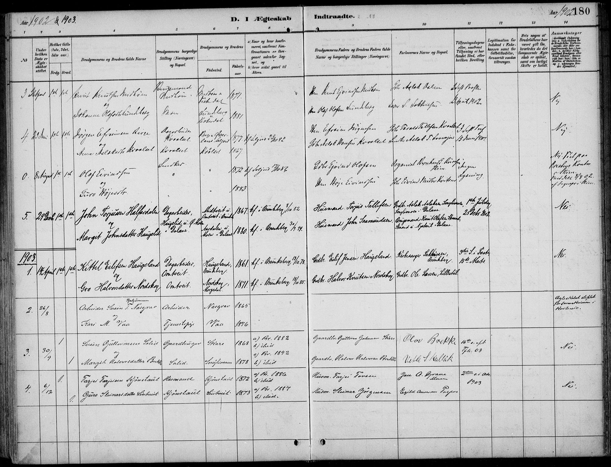 Kviteseid kirkebøker, AV/SAKO-A-276/F/Fb/L0002: Ministerialbok nr. II 2, 1882-1916, s. 180
