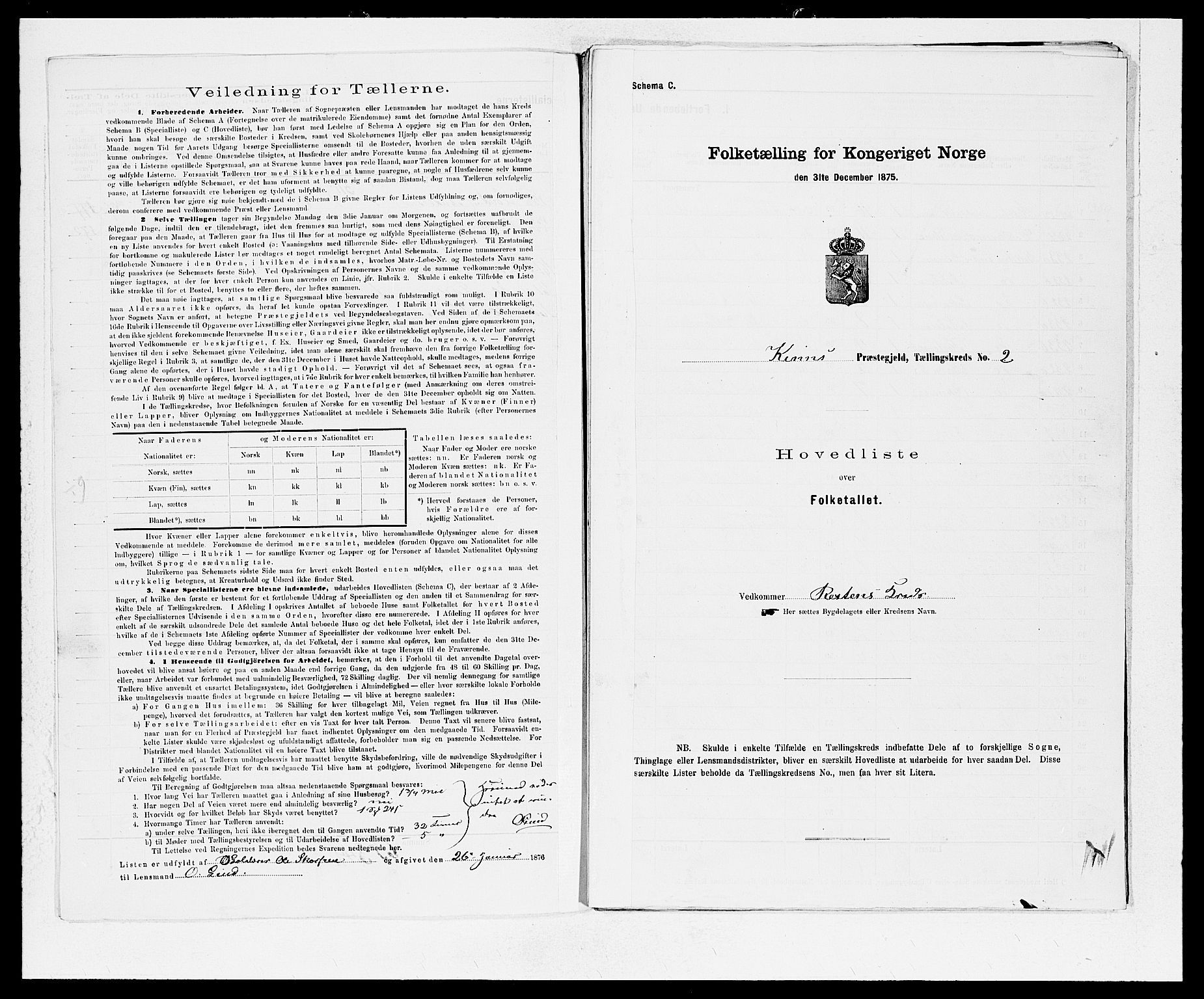 SAB, Folketelling 1875 for 1437L Kinn prestegjeld, Kinn sokn og Svanøy sokn, 1875, s. 4