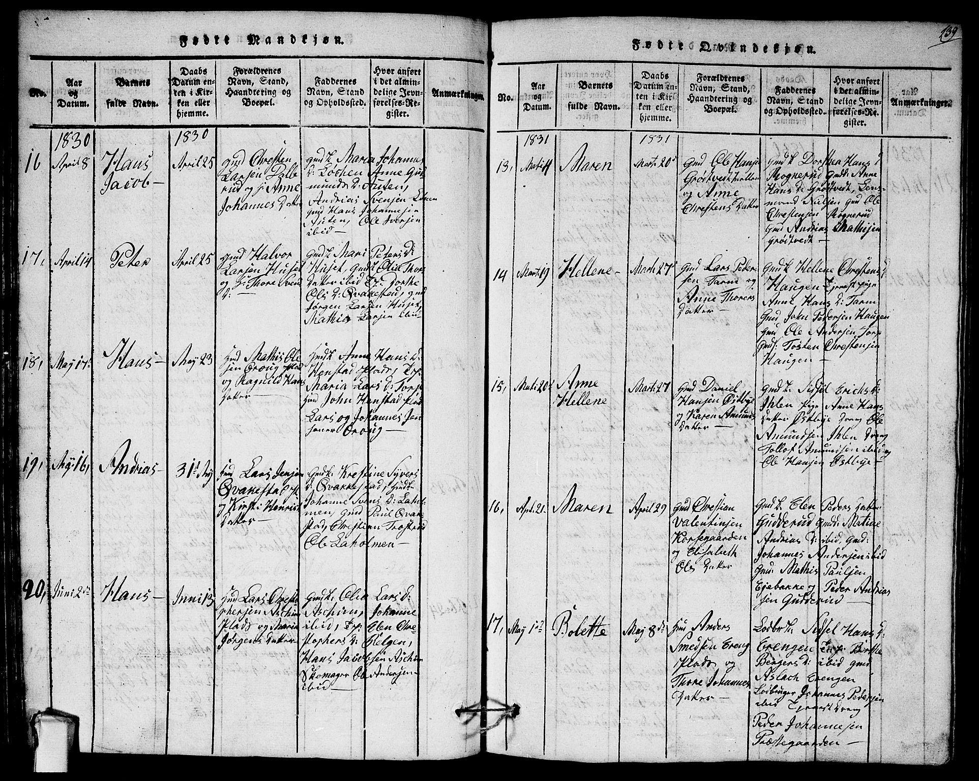Askim prestekontor Kirkebøker, AV/SAO-A-10900/G/Ga/L0001: Klokkerbok nr. 1, 1817-1846, s. 138-139