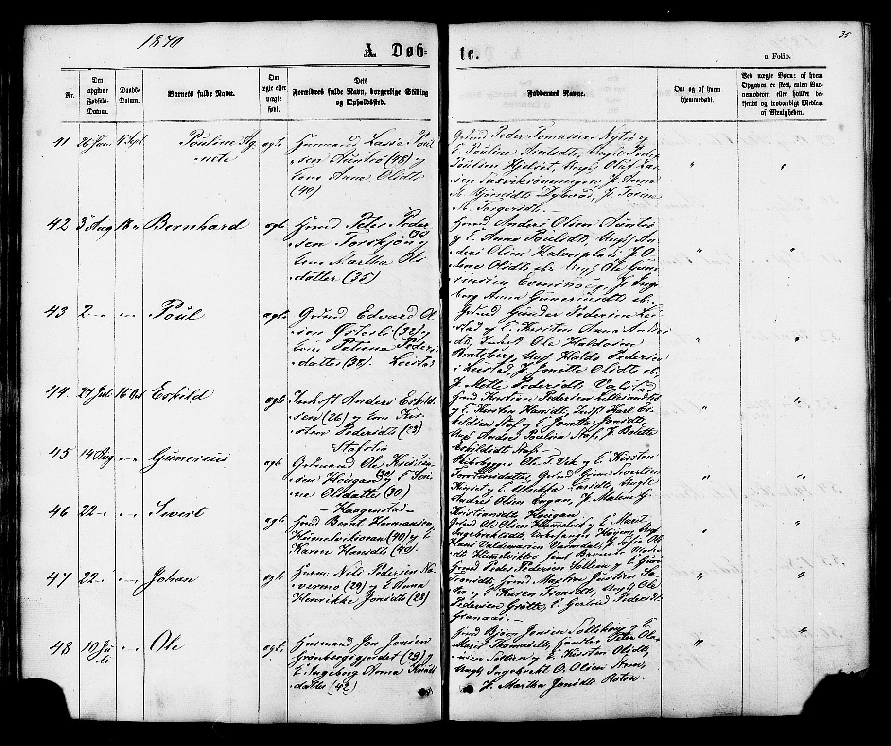 Ministerialprotokoller, klokkerbøker og fødselsregistre - Sør-Trøndelag, SAT/A-1456/616/L0409: Ministerialbok nr. 616A06, 1865-1877, s. 35
