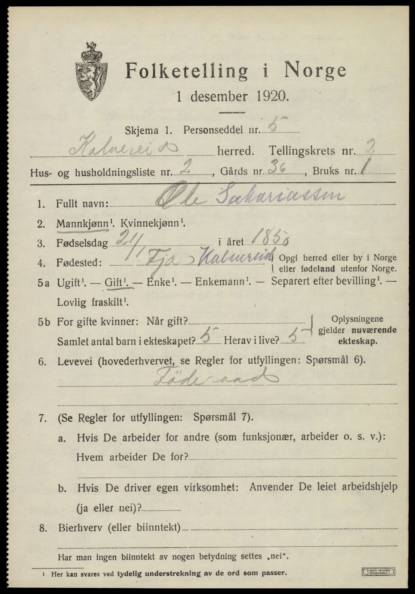 SAT, Folketelling 1920 for 1752 Kolvereid herred, 1920, s. 1515