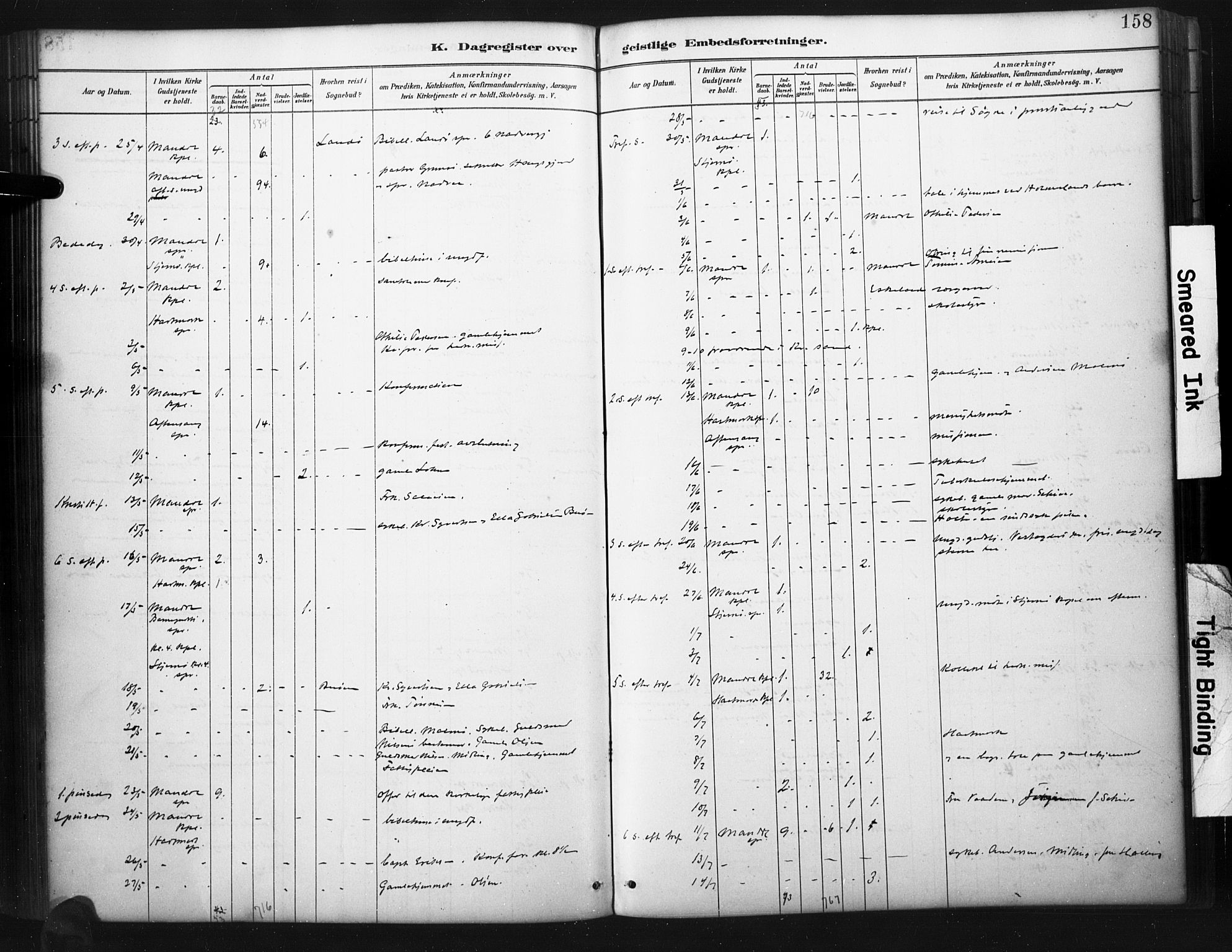 Mandal sokneprestkontor, AV/SAK-1111-0030/F/Fa/Faa/L0017: Ministerialbok nr. A 17, 1880-1926, s. 158