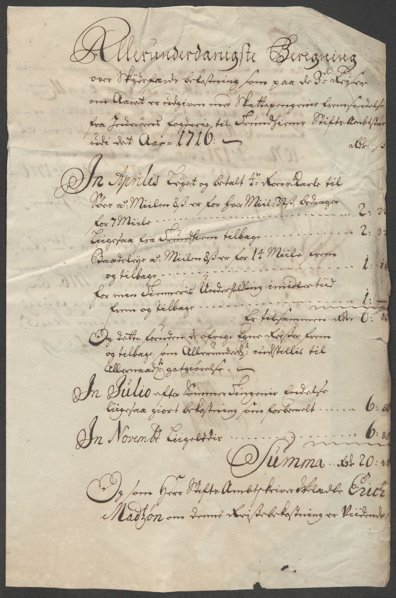 Rentekammeret inntil 1814, Reviderte regnskaper, Fogderegnskap, RA/EA-4092/R63/L4324: Fogderegnskap Inderøy, 1716, s. 329