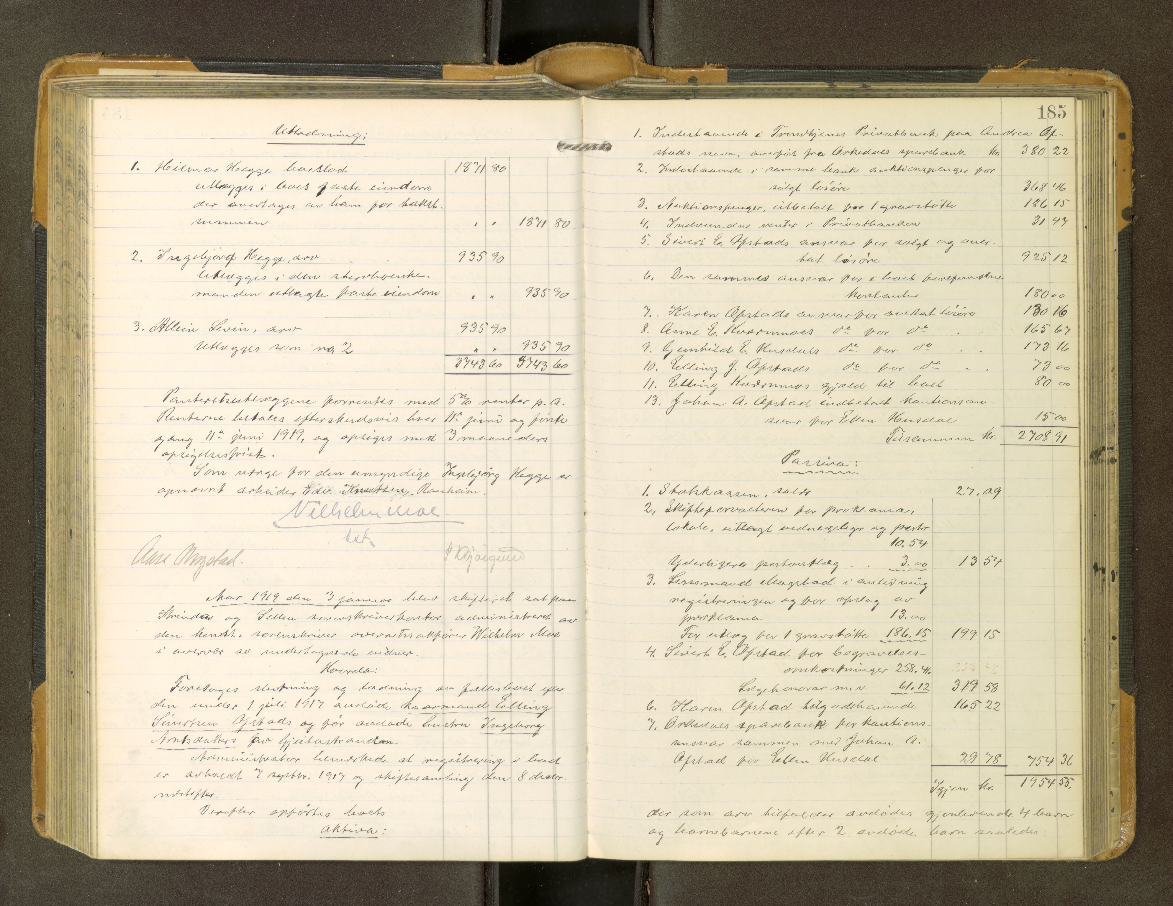 Strinda og Selbu sorenskriveri, SAT/A-0015/3/3A/3Aa/L0018: Skifteutlodningsprot., 1915-1921, s. 185