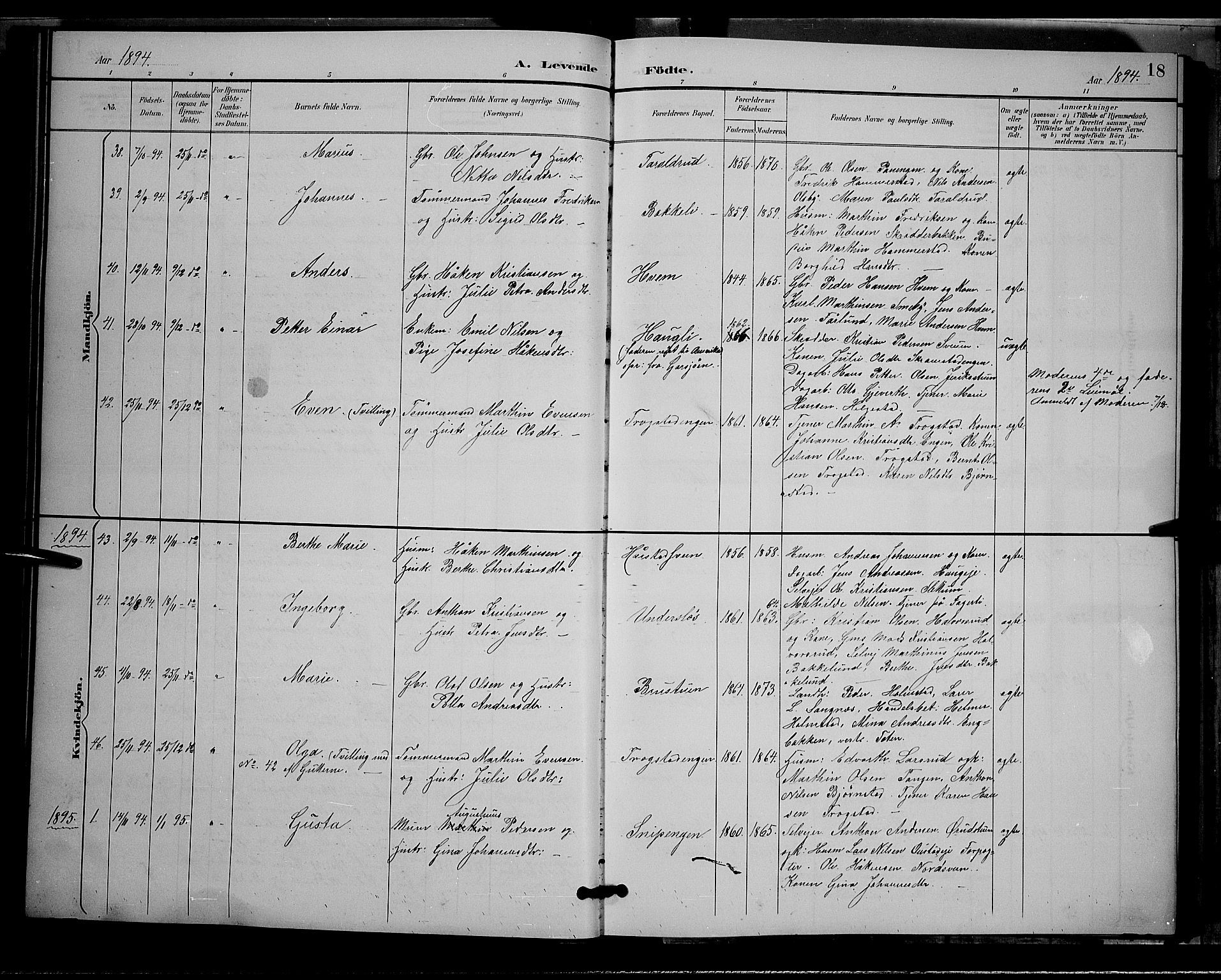Østre Toten prestekontor, AV/SAH-PREST-104/H/Ha/Hab/L0006: Klokkerbok nr. 6, 1893-1901, s. 18