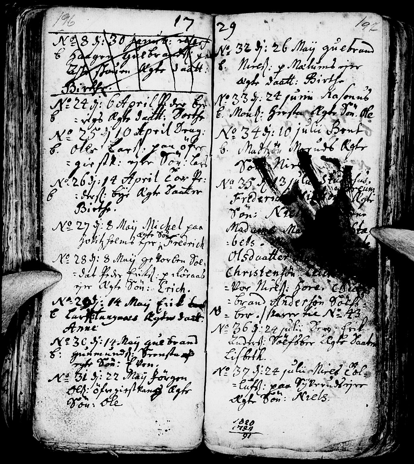 Nes prestekontor, Hedmark, AV/SAH-PREST-020/L/La/L0001: Klokkerbok nr. 1, 1663-1784, s. 196-197