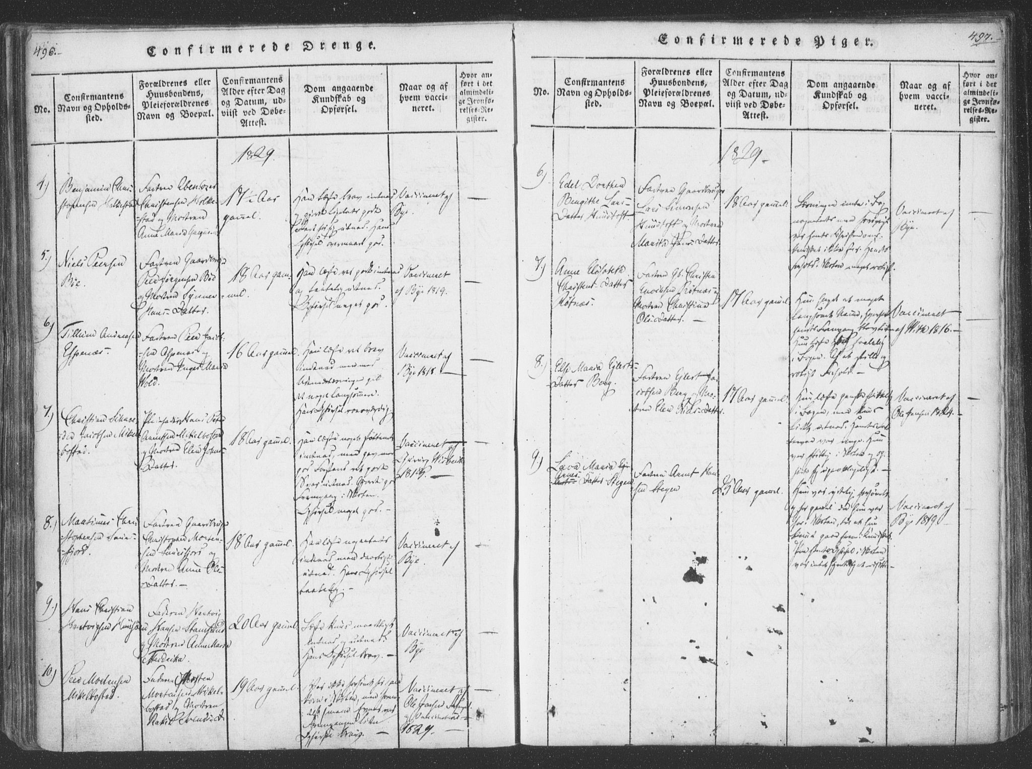 Ministerialprotokoller, klokkerbøker og fødselsregistre - Nordland, AV/SAT-A-1459/855/L0798: Ministerialbok nr. 855A06, 1821-1835, s. 496-497