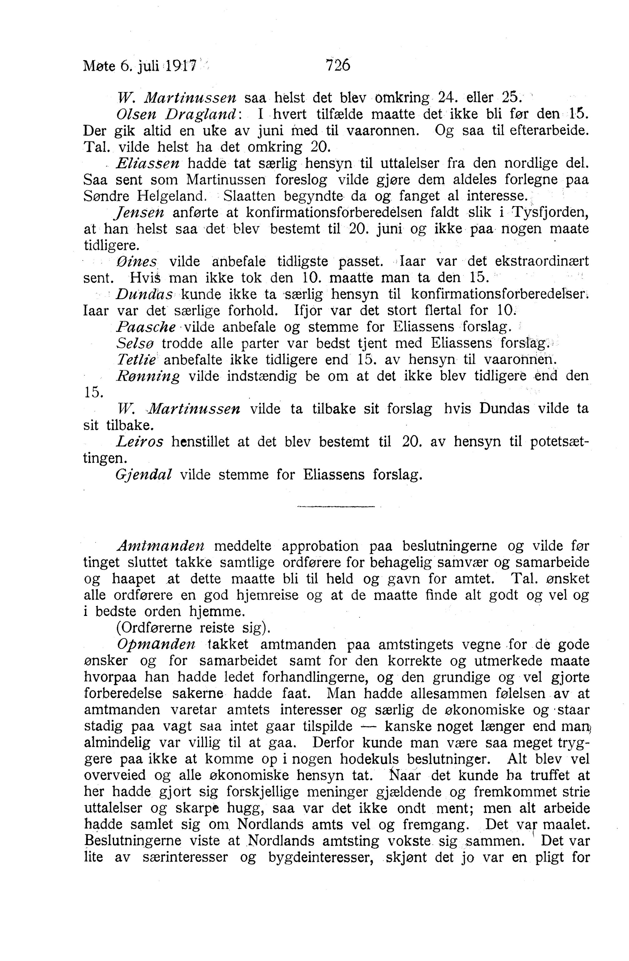 Nordland Fylkeskommune. Fylkestinget, AIN/NFK-17/176/A/Ac/L0040: Fylkestingsforhandlinger 1917, 1917