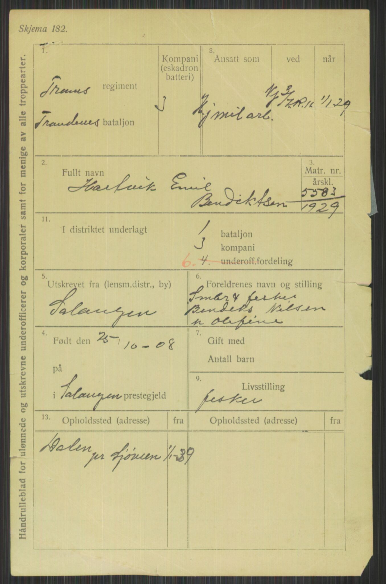 Forsvaret, Troms infanteriregiment nr. 16, AV/RA-RAFA-3146/P/Pa/L0013/0004: Rulleblad / Rulleblad for regimentets menige mannskaper, årsklasse 1929, 1929, s. 109