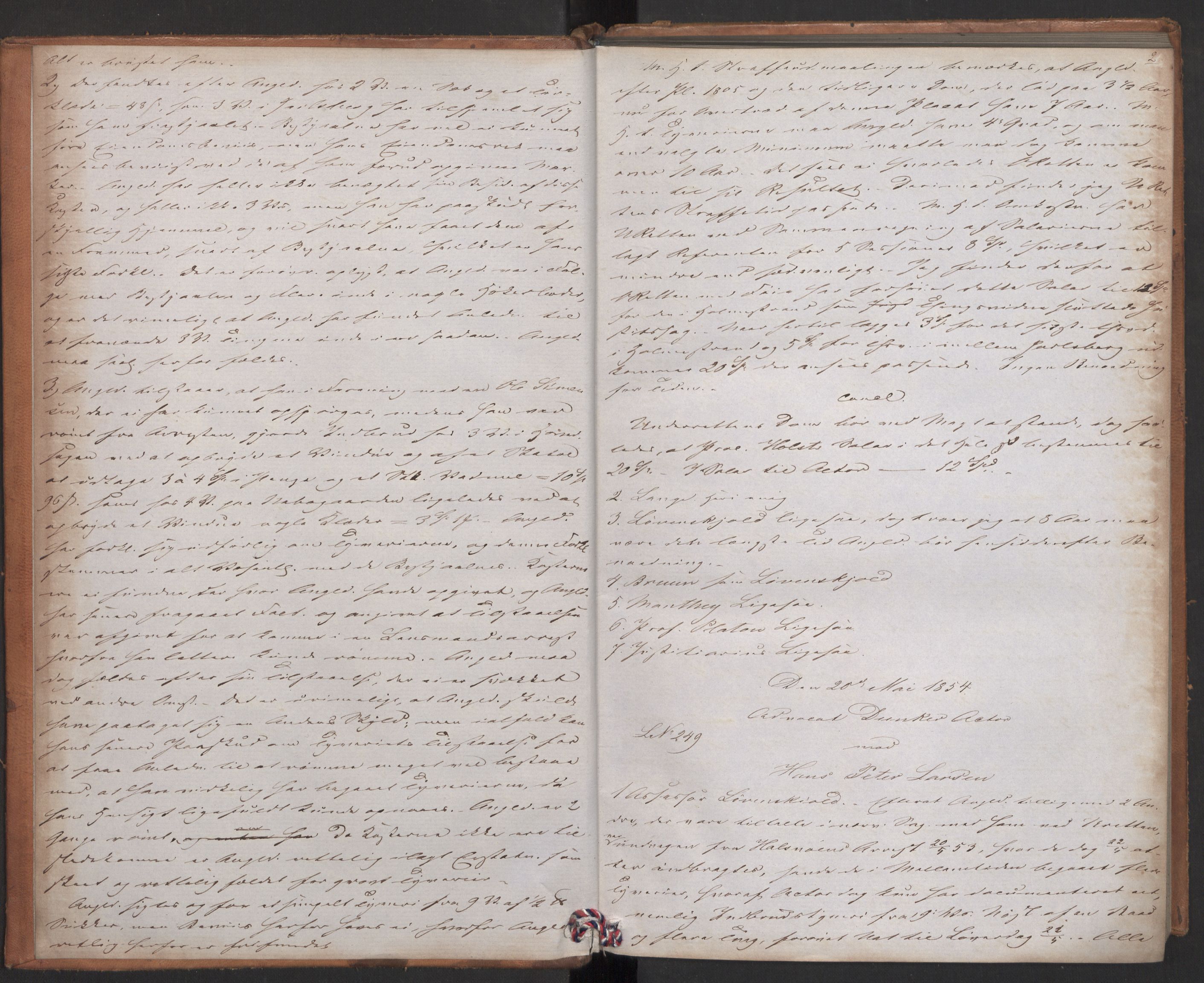 Høyesterett, AV/RA-S-1002/E/Eb/Eba/L0046/0001: Voteringsprotokoller / Voteringsprotokoll, 1854-1855, s. 1b-2a