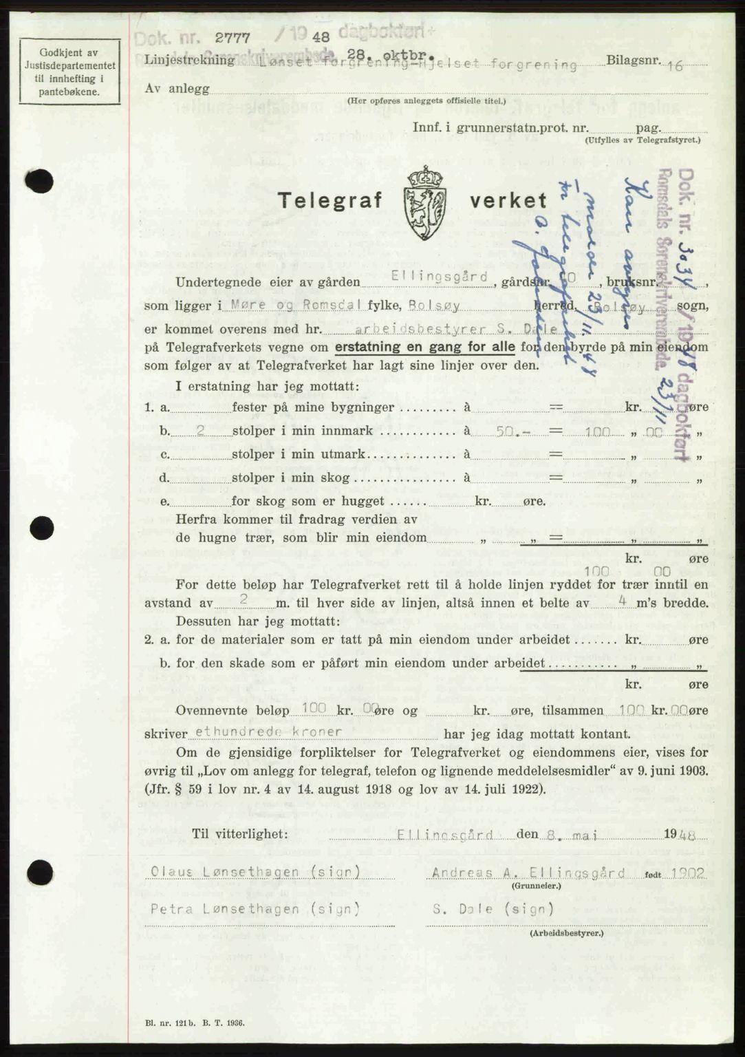 Romsdal sorenskriveri, SAT/A-4149/1/2/2C: Pantebok nr. A27, 1948-1948, Dagboknr: 2777/1948
