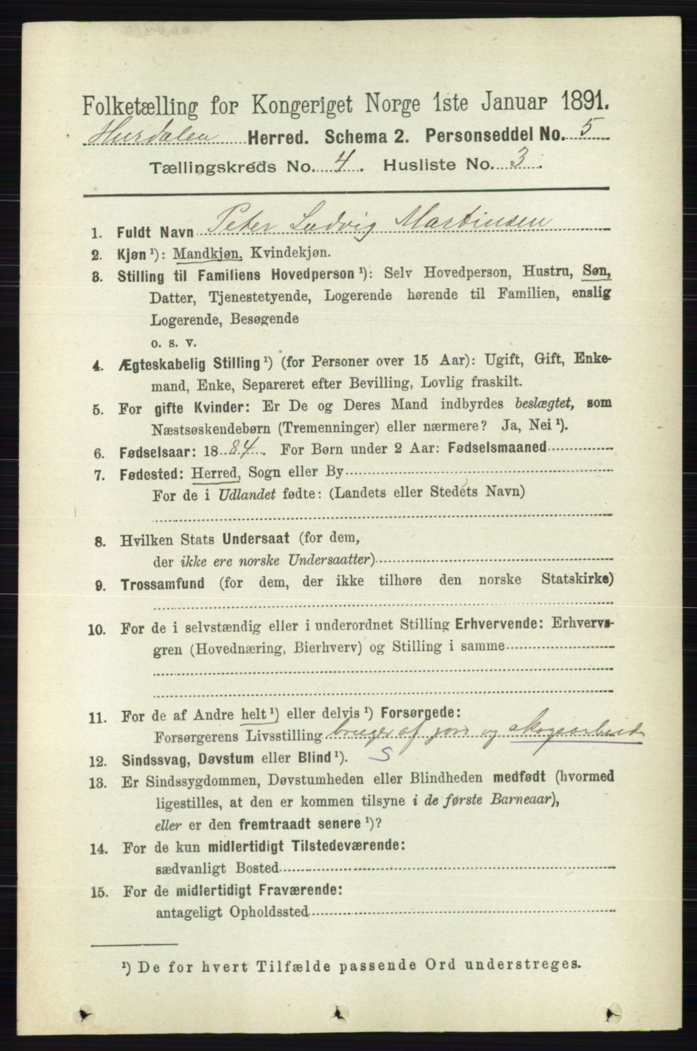 RA, Folketelling 1891 for 0239 Hurdal herred, 1891, s. 1443