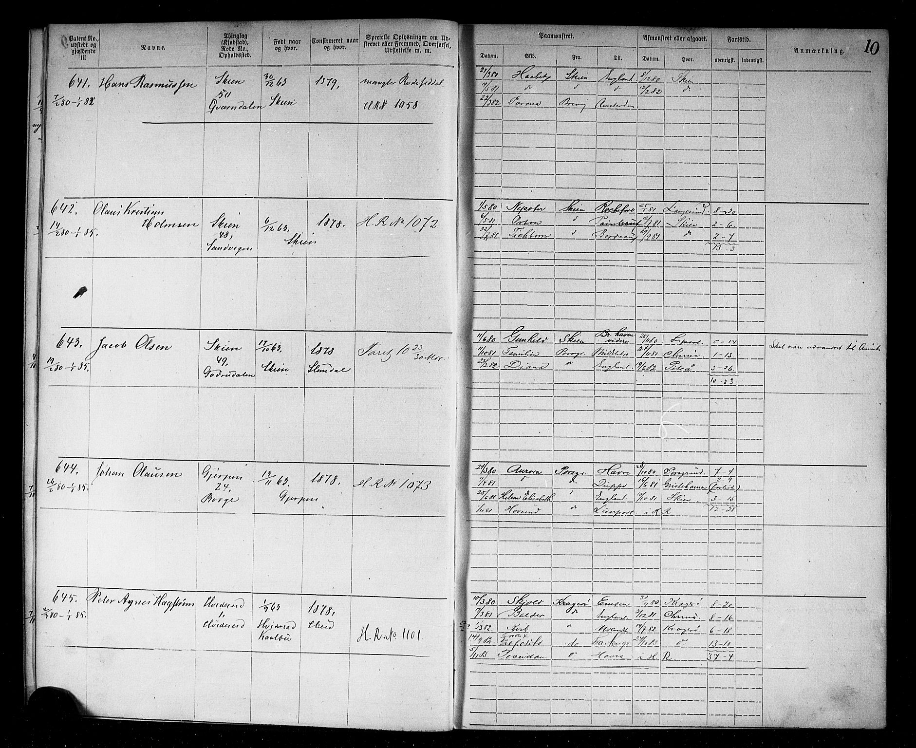 Skien innrulleringskontor, AV/SAKO-A-832/F/Fc/L0003: Annotasjonsrulle, 1879-1899, s. 12