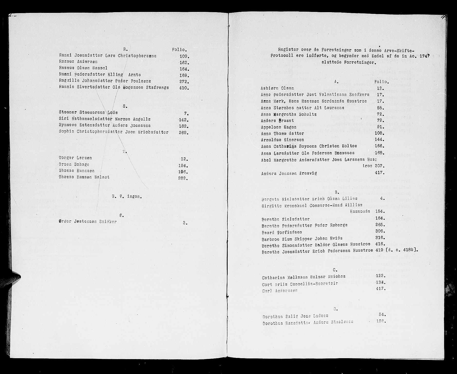 Trondheim byfogd, AV/SAT-A-0003/1/3/3A/L0016: Skifteprotokoll - gml.nr.14a. (m/ register), 1747-1751