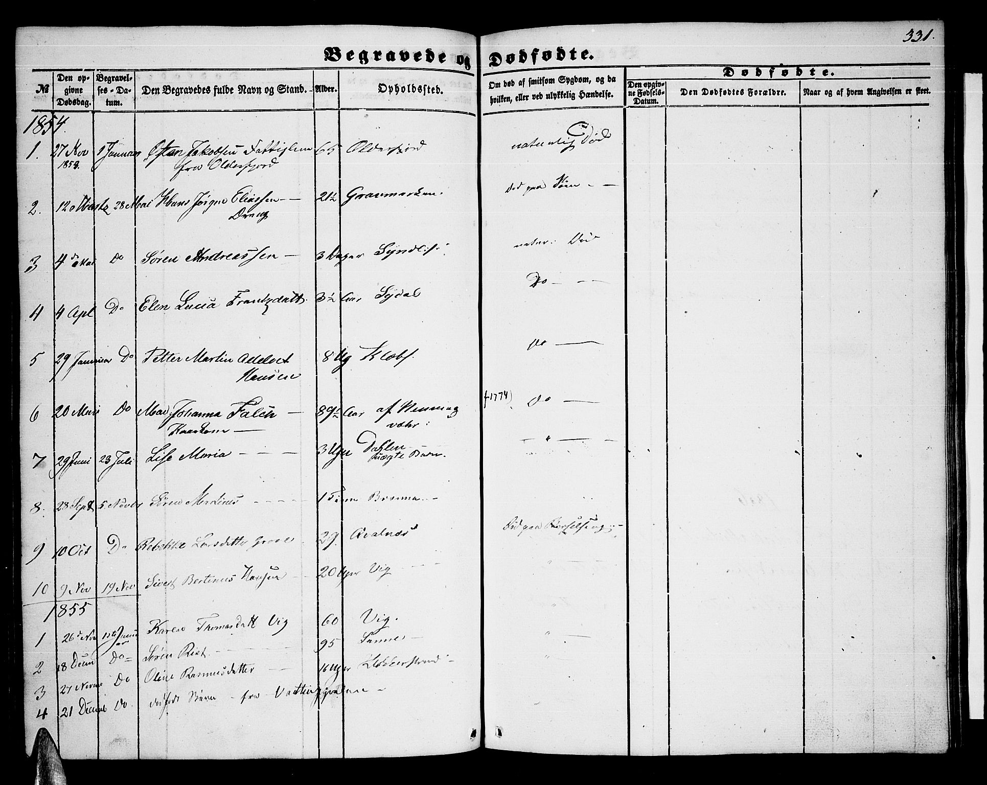 Ministerialprotokoller, klokkerbøker og fødselsregistre - Nordland, SAT/A-1459/876/L1102: Klokkerbok nr. 876C01, 1852-1886, s. 331