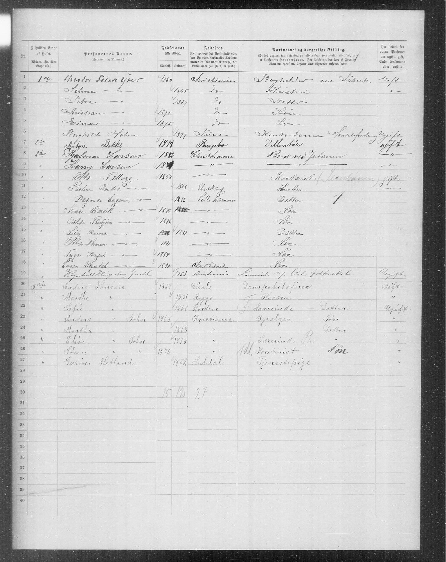 OBA, Kommunal folketelling 31.12.1899 for Kristiania kjøpstad, 1899, s. 6758