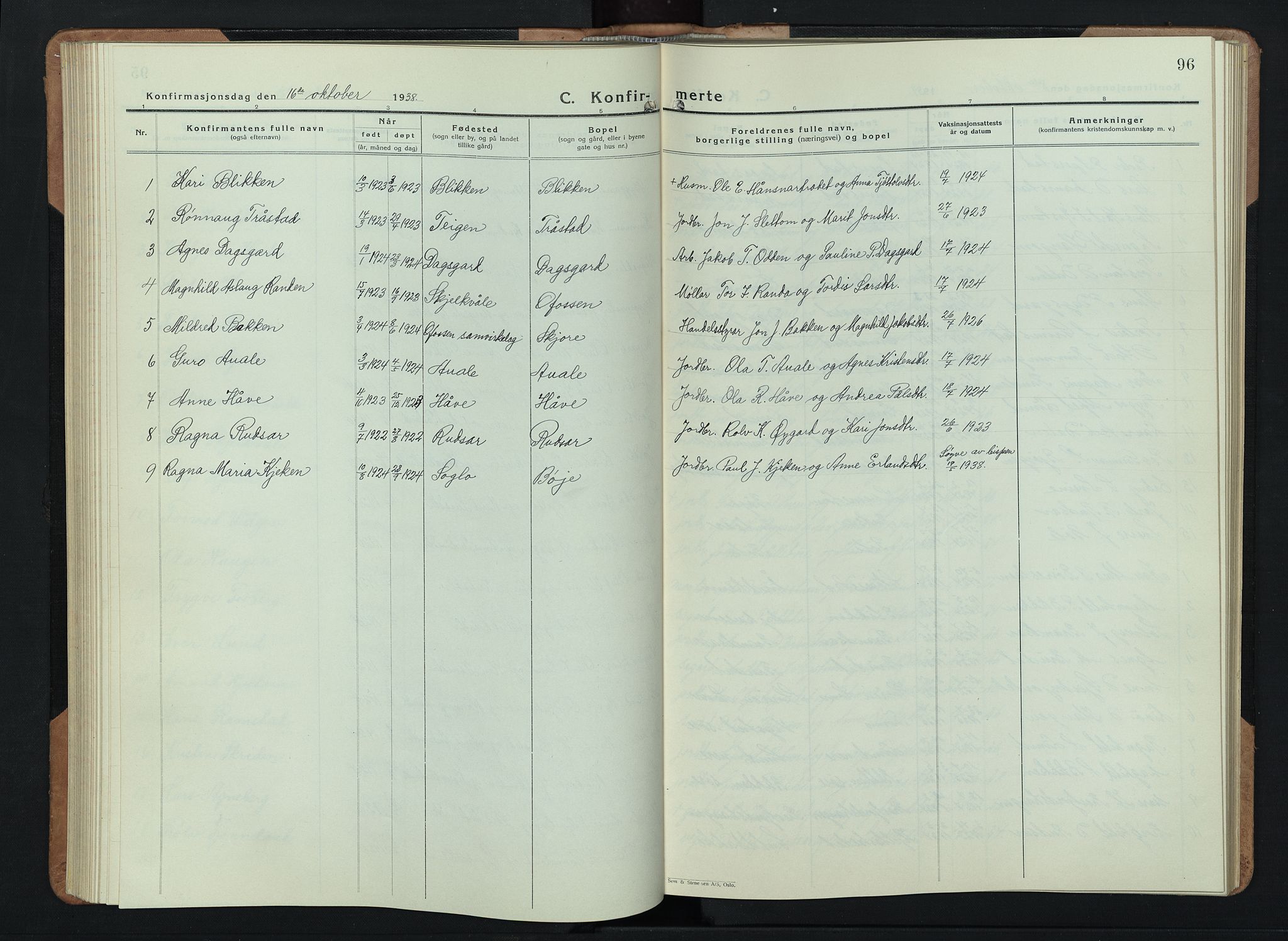 Skjåk prestekontor, AV/SAH-PREST-072/H/Ha/Hab/L0006: Klokkerbok nr. 6, 1933-1954, s. 96