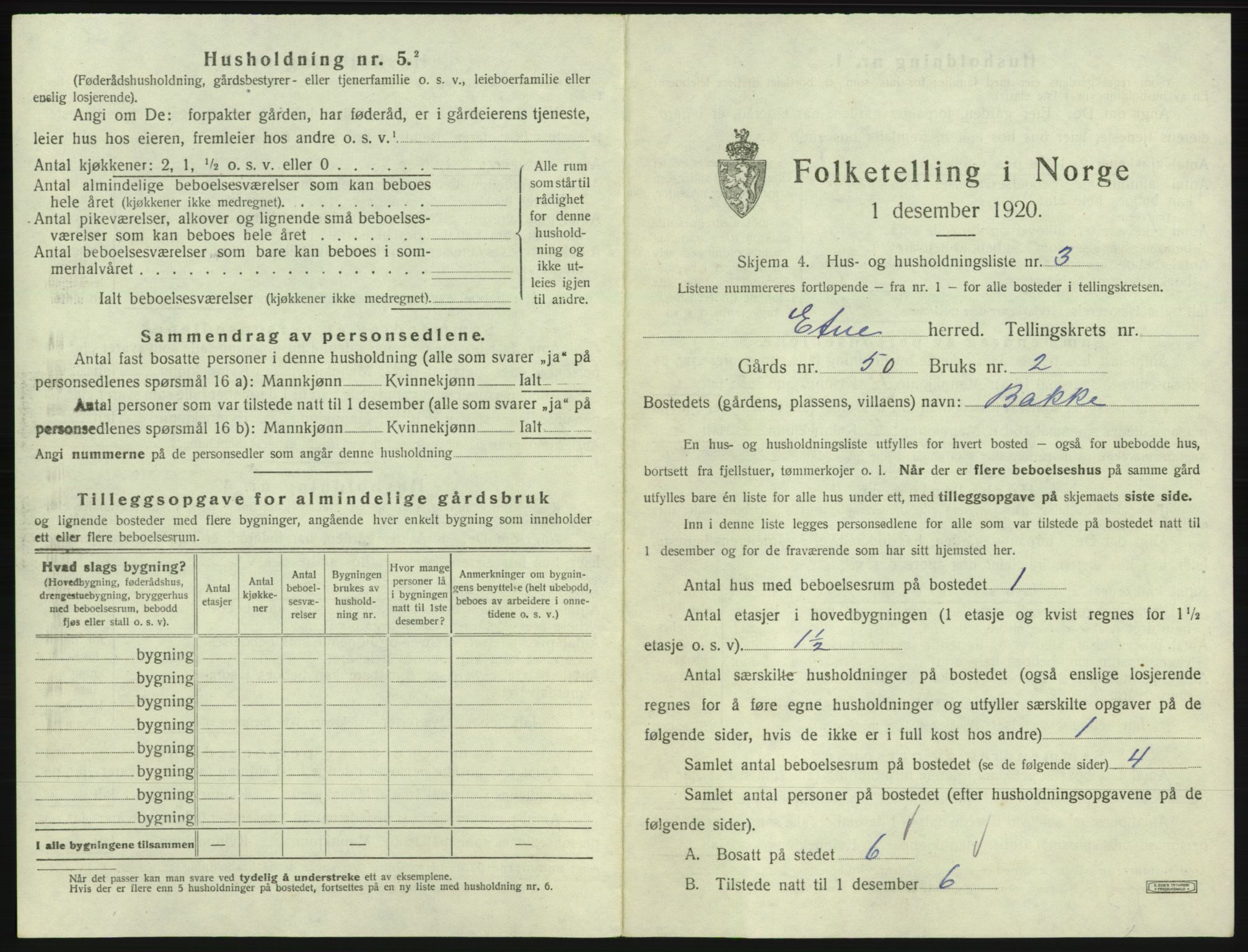 SAB, Folketelling 1920 for 1211 Etne herred, 1920, s. 270