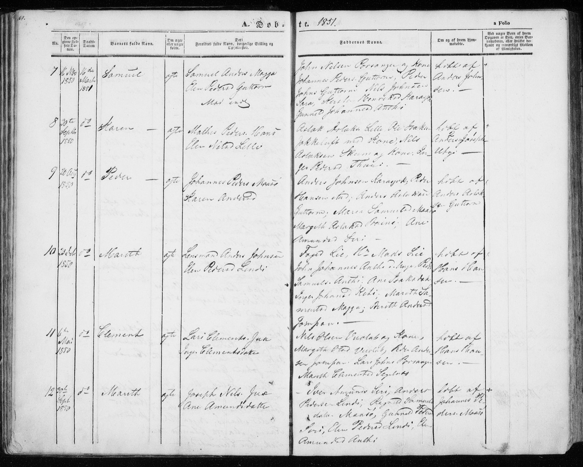 Kistrand/Porsanger sokneprestembete, AV/SATØ-S-1351/H/Ha/L0012.kirke: Ministerialbok nr. 12, 1843-1871, s. 64-65