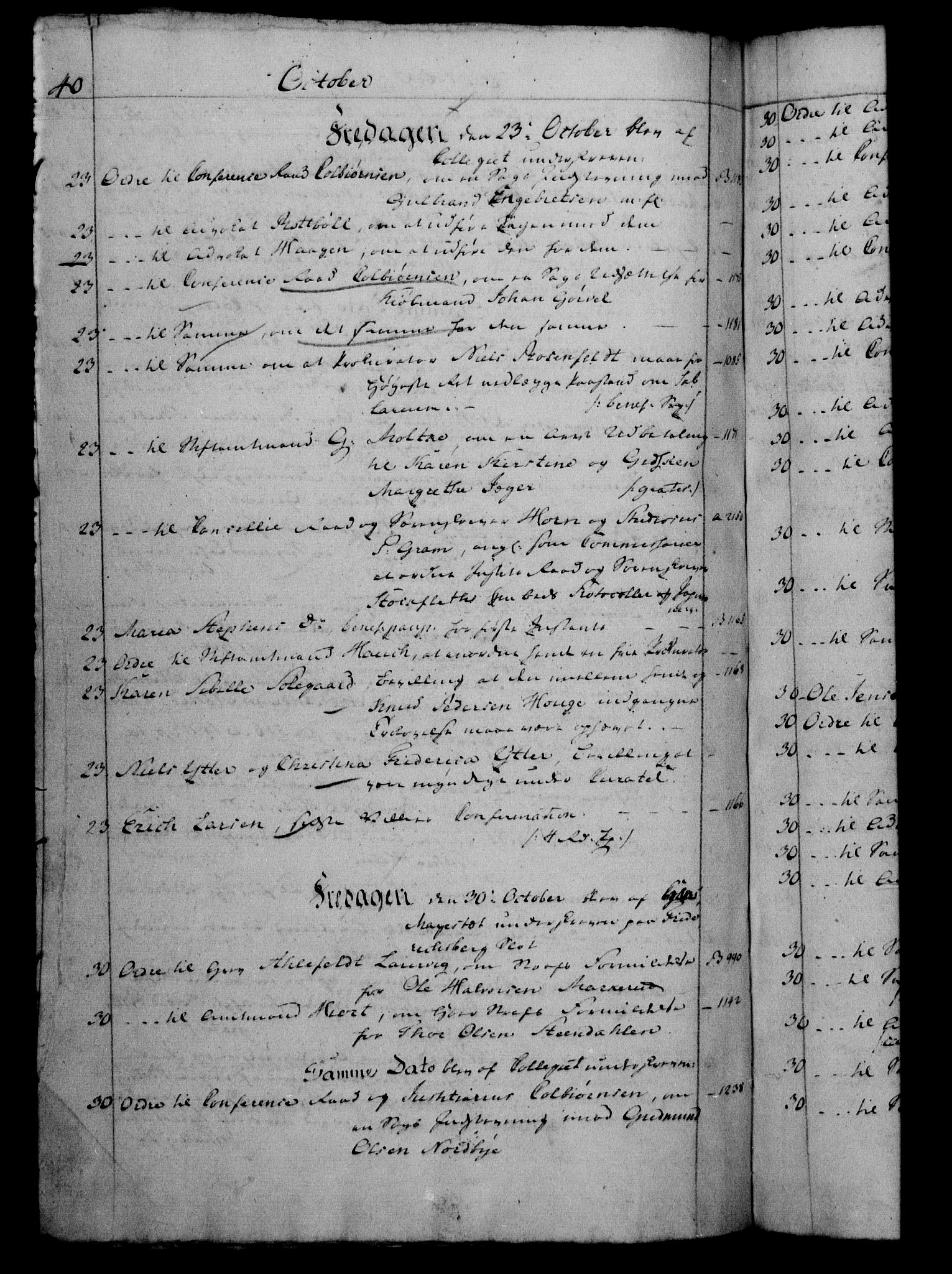 Danske Kanselli 1800-1814, RA/EA-3024/H/Hf/Hfb/Hfbc/L0002: Underskrivelsesbok m. register, 1801, s. 40