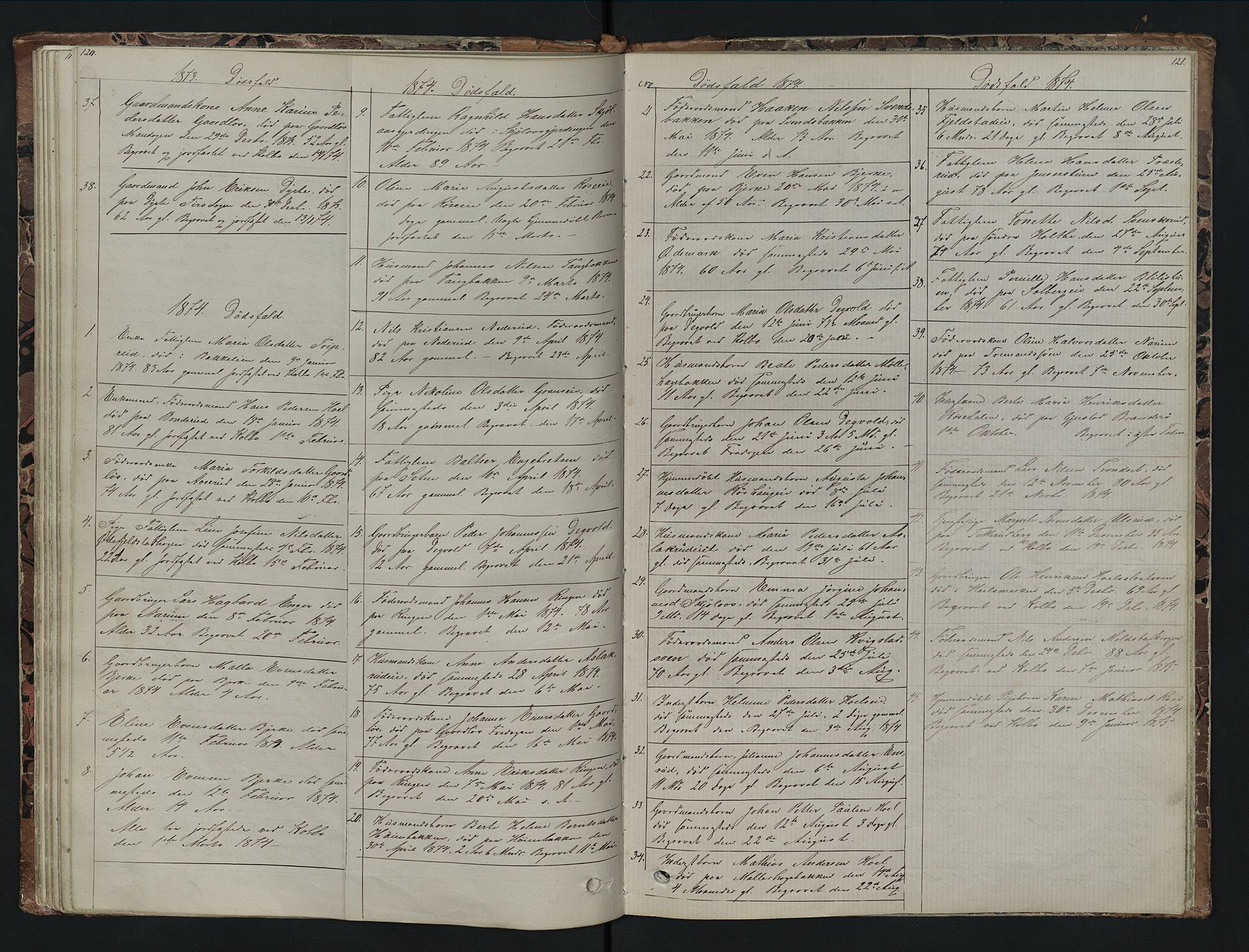 Vestre Toten prestekontor, AV/SAH-PREST-108/H/Ha/Hab/L0007: Klokkerbok nr. 7, 1872-1900, s. 120-121
