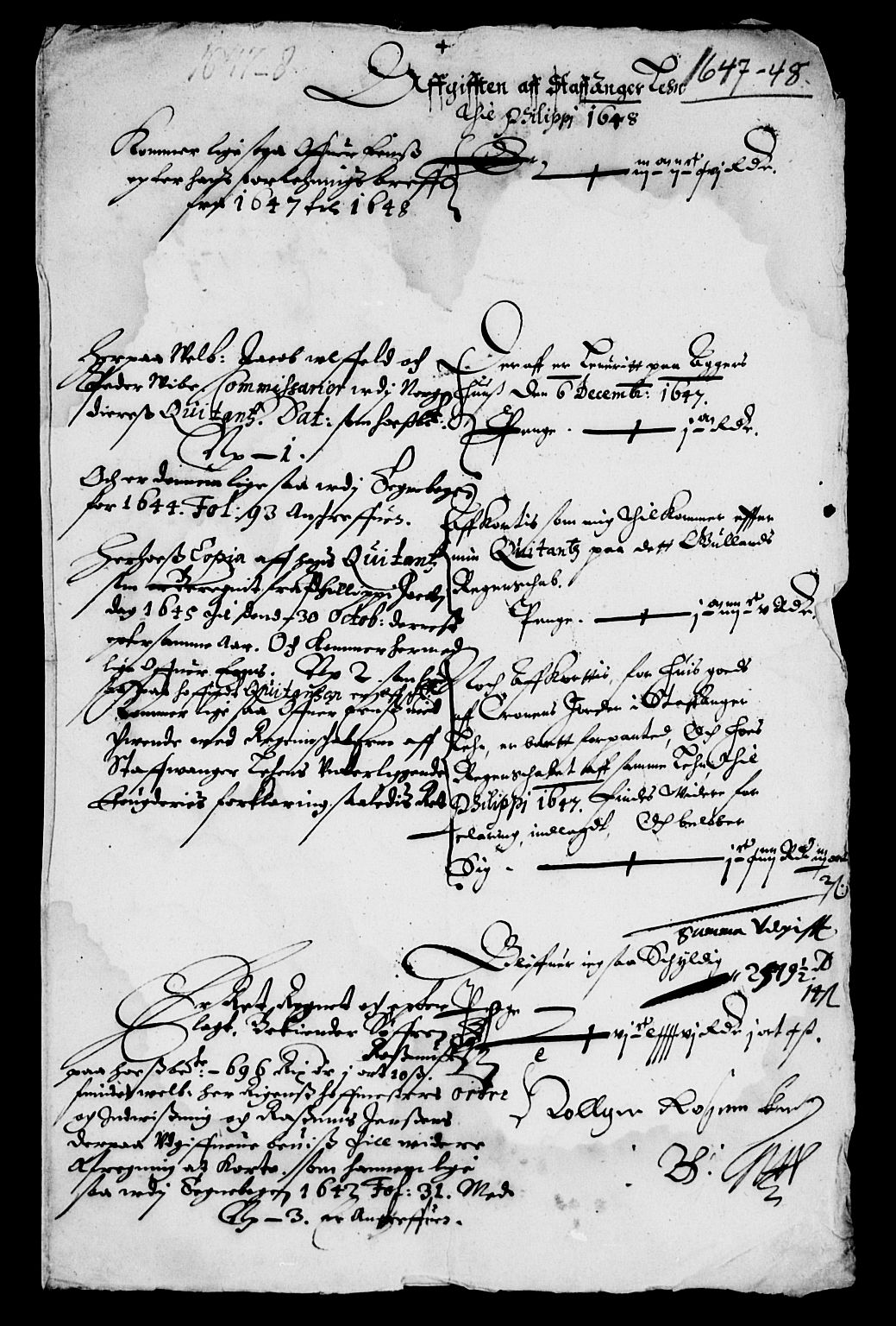 Rentekammeret inntil 1814, Reviderte regnskaper, Lensregnskaper, RA/EA-5023/R/Rb/Rbs/L0030: Stavanger len, 1646-1648
