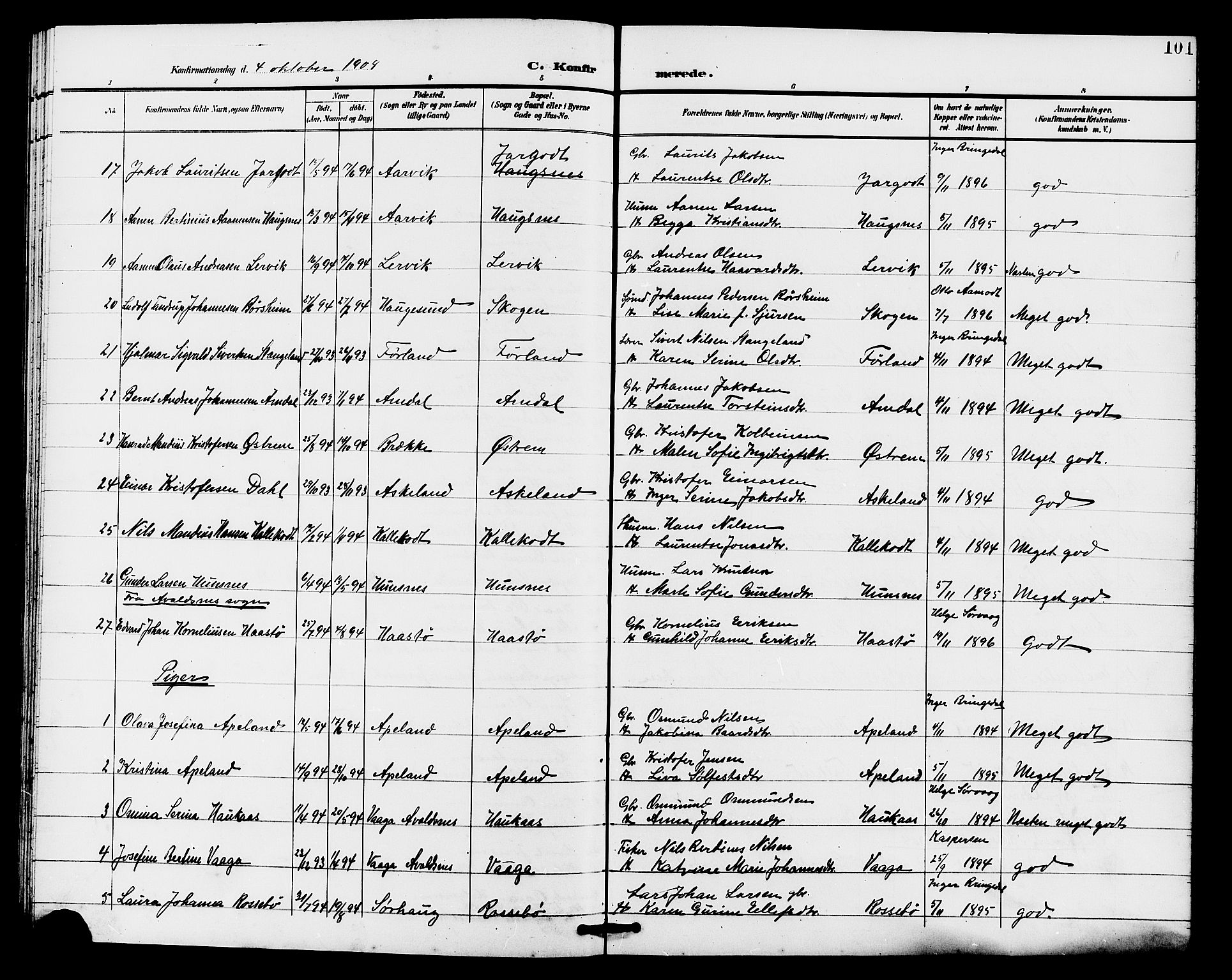 Tysvær sokneprestkontor, AV/SAST-A -101864/H/Ha/Haa/L0008: Ministerialbok nr. A 8, 1897-1912, s. 101