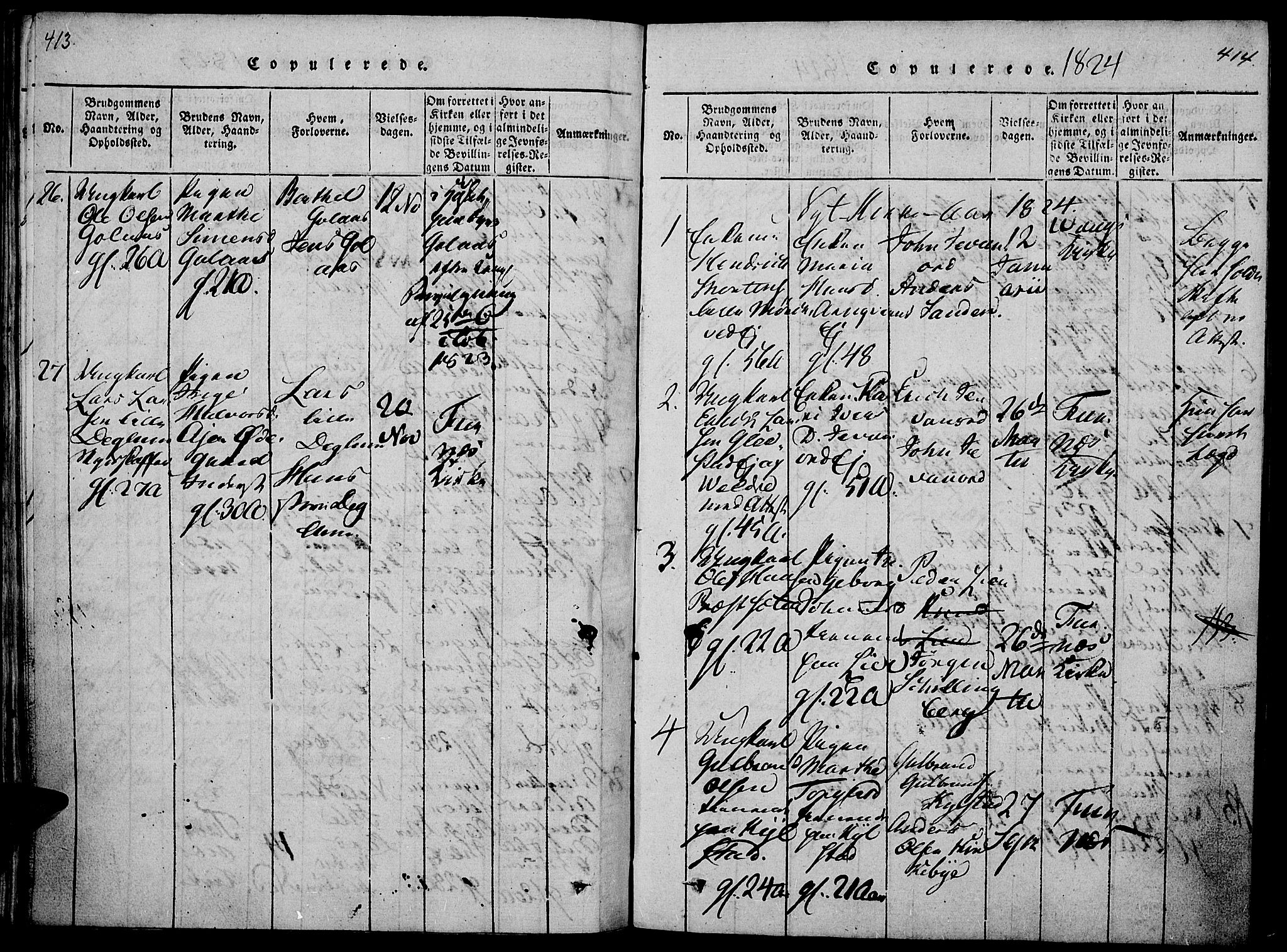 Vang prestekontor, Hedmark, SAH/PREST-008/H/Ha/Haa/L0008: Ministerialbok nr. 8, 1815-1826, s. 413-414