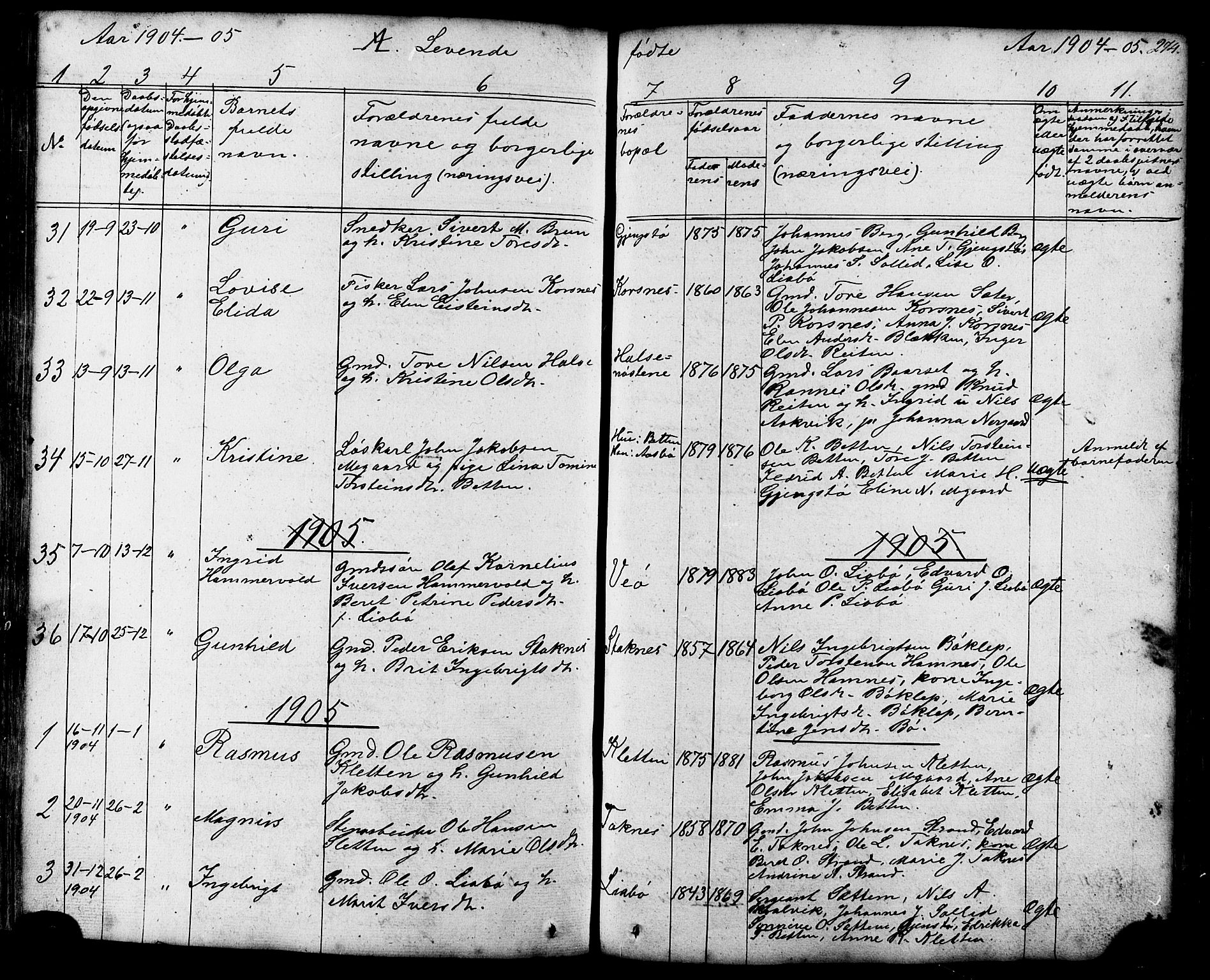 Ministerialprotokoller, klokkerbøker og fødselsregistre - Møre og Romsdal, SAT/A-1454/576/L0890: Klokkerbok nr. 576C01, 1837-1908, s. 274