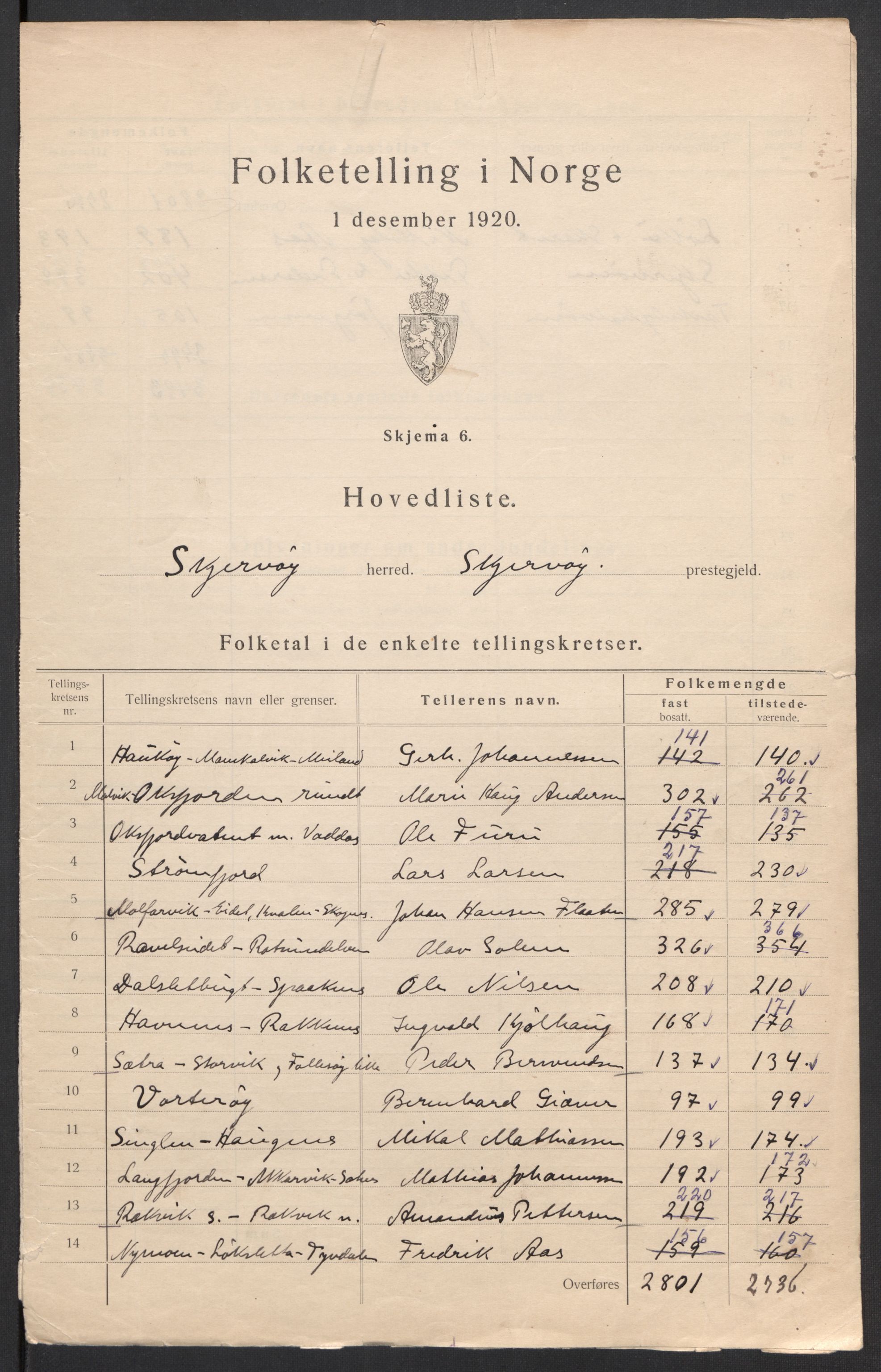 SATØ, Folketelling 1920 for 1941 Skjervøy herred, 1920, s. 3