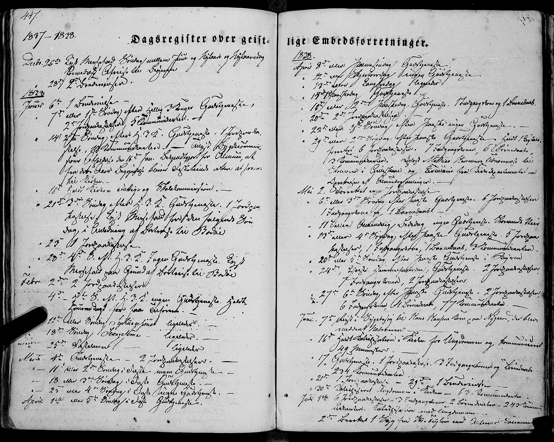 Ministerialprotokoller, klokkerbøker og fødselsregistre - Nordland, SAT/A-1459/805/L0097: Ministerialbok nr. 805A04, 1837-1861, s. 447