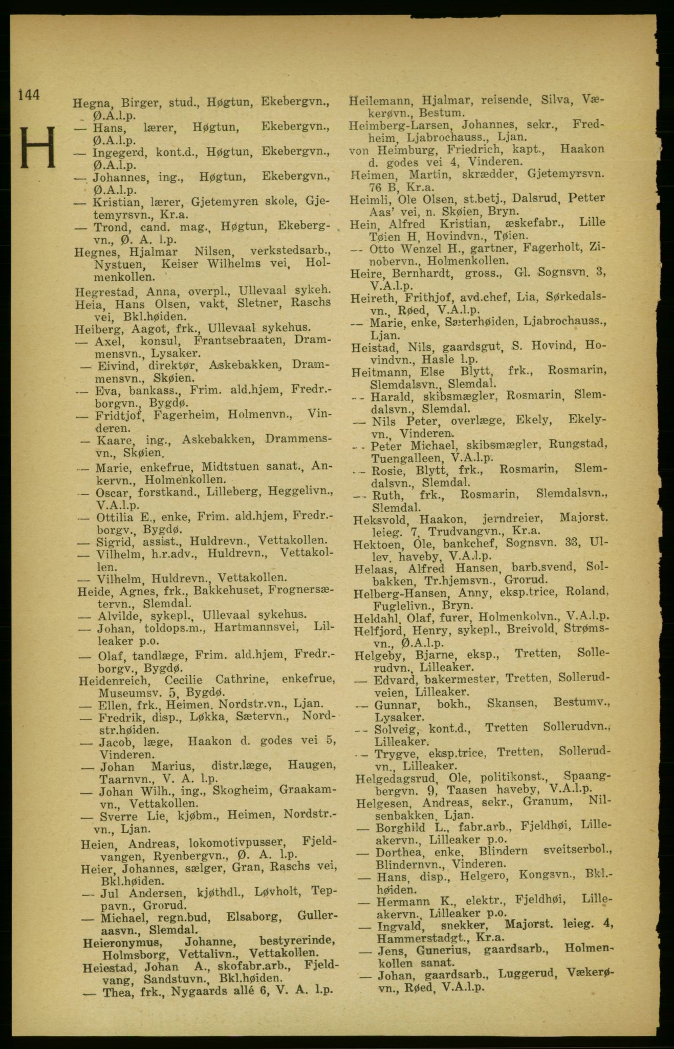 Aker adressebok/adressekalender, PUBL/001/A/003: Akers adressekalender, 1924-1925, s. 144