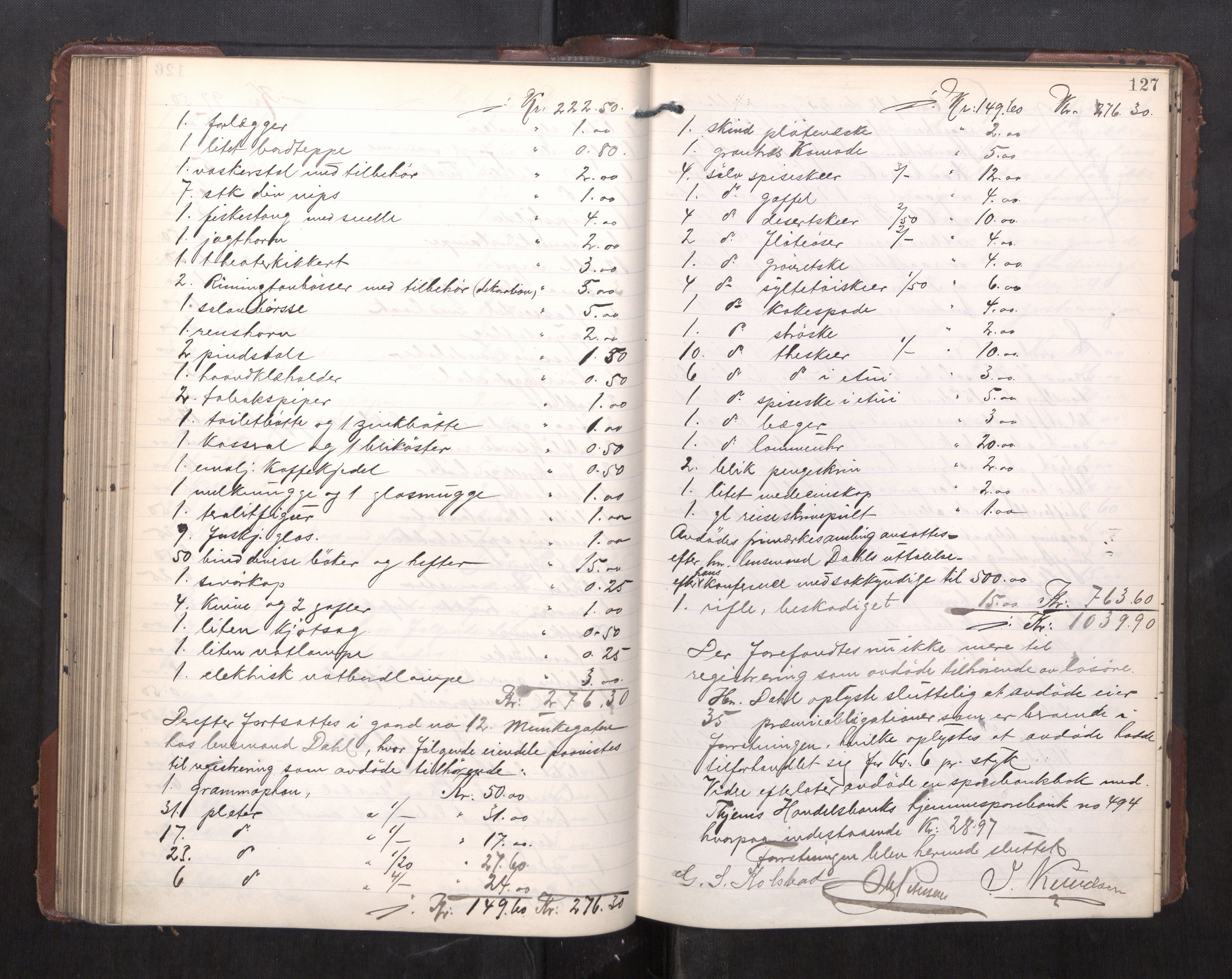 Trondheim byfogd, AV/SAT-A-0003/1/3/3C/L0030: Skifteregistreringsprotokoll - 29/8-26/9. (u/ register), 1910-1913, s. 127