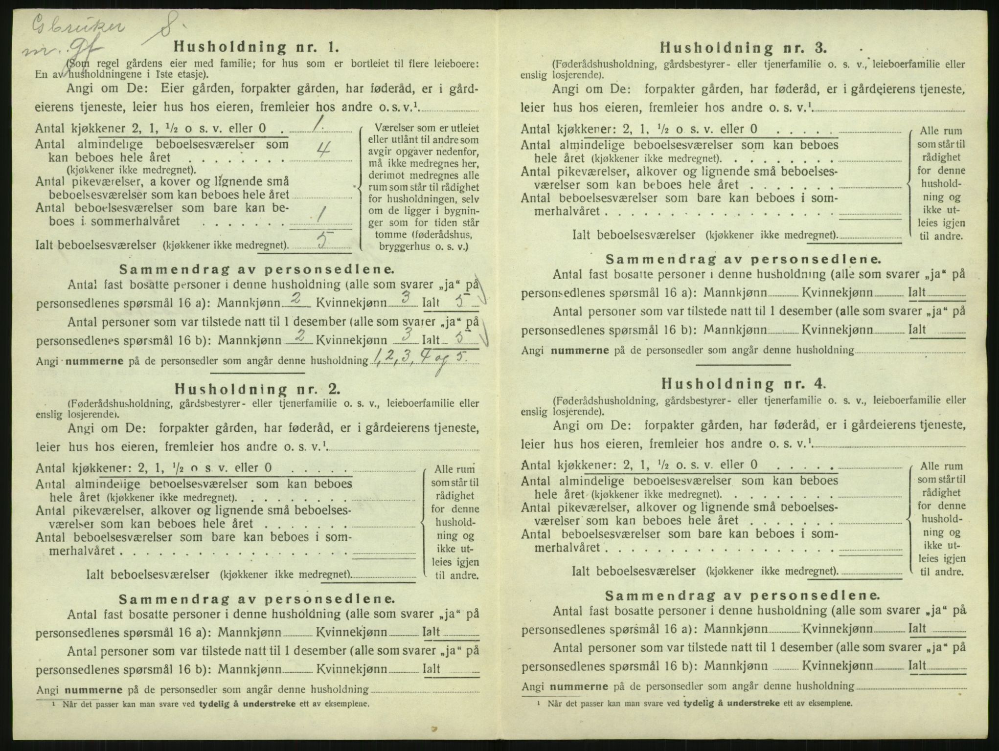 SAK, Folketelling 1920 for 0927 Høvåg herred, 1920, s. 39