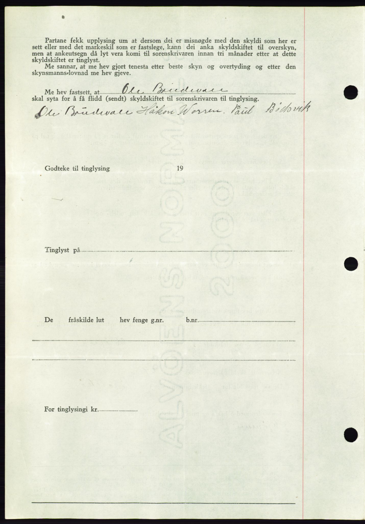 Søre Sunnmøre sorenskriveri, AV/SAT-A-4122/1/2/2C/L0075: Pantebok nr. 1A, 1943-1943, Dagboknr: 908/1943