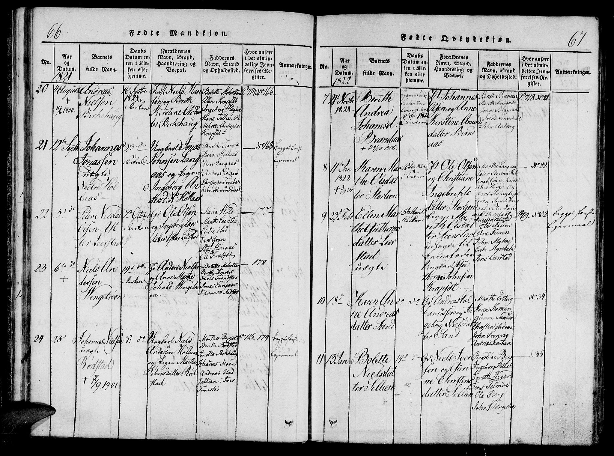 Ministerialprotokoller, klokkerbøker og fødselsregistre - Nord-Trøndelag, SAT/A-1458/701/L0005: Ministerialbok nr. 701A05 /1, 1816-1825, s. 66-67